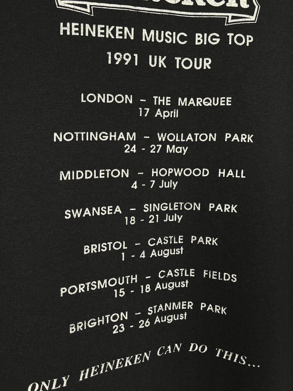 Heineken Vintage Heineken Music big top UK tour tee 1991 Size US XL / EU 56 / 4 - 19 Thumbnail