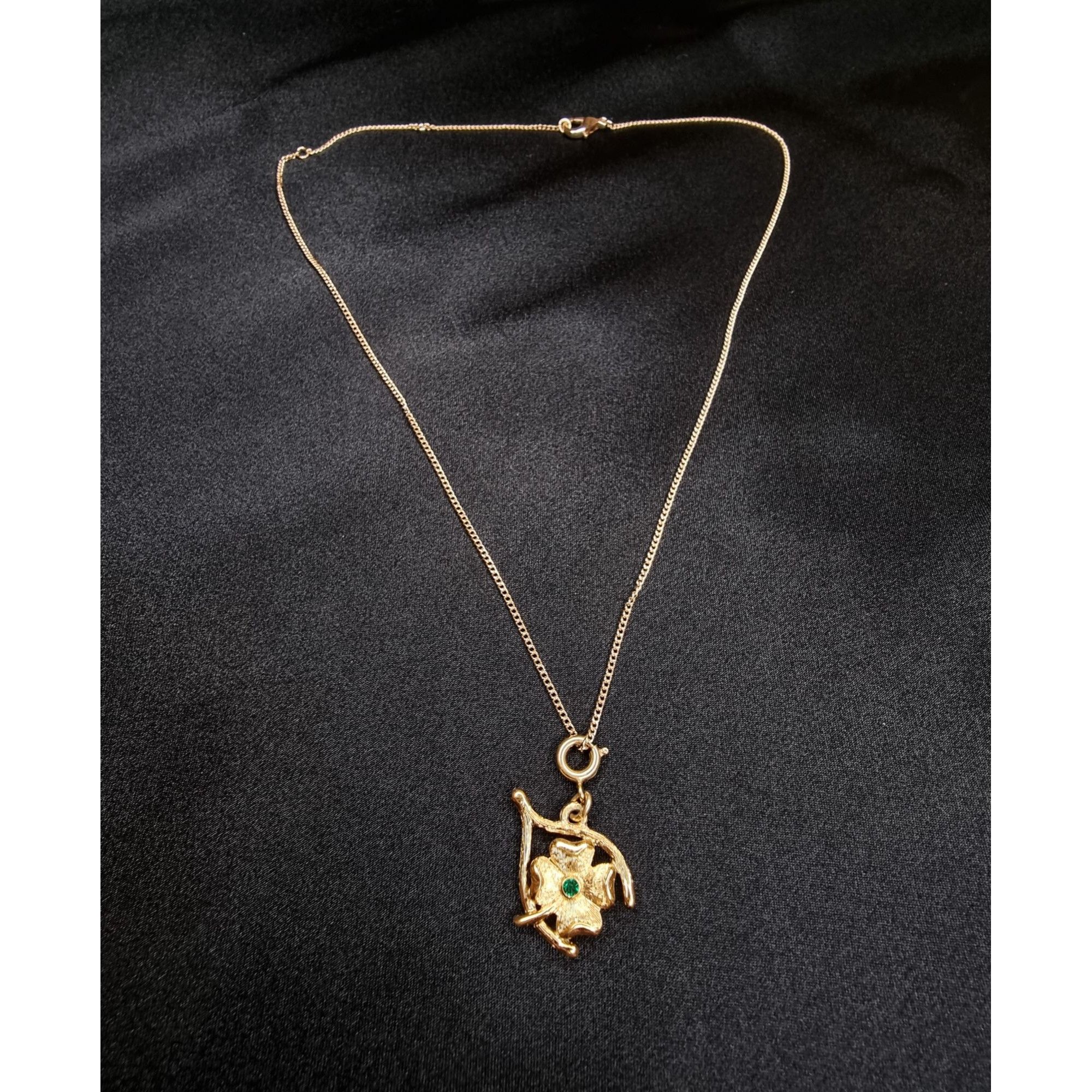 Monet Vintage Monet Gold-Tone Necklace With Cloverleaf Pendant & G Size ONE SIZE - 5 Thumbnail