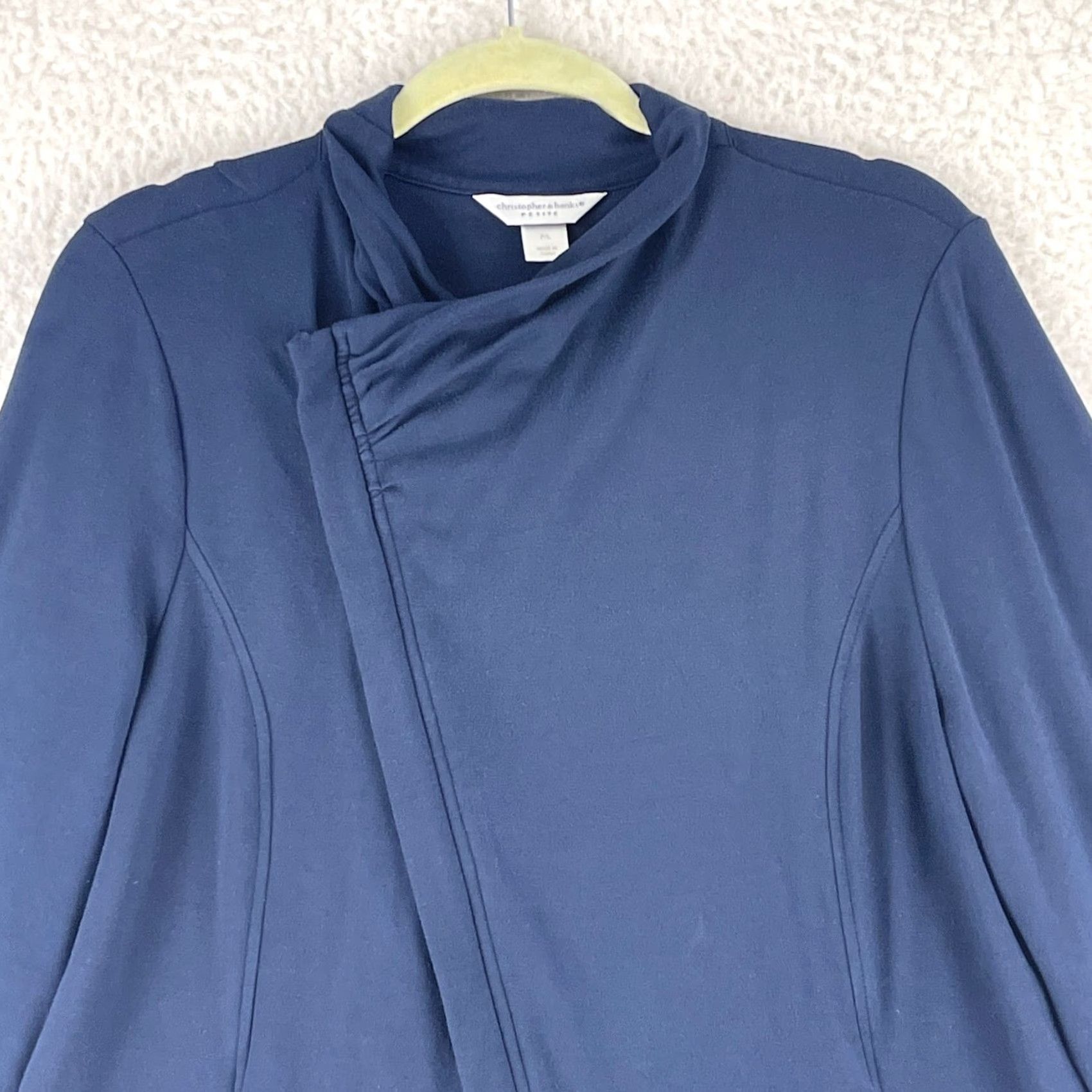 Vintage Christopher & Banks Womens Sweater Petites Zip Up Blue Knit Size PL Long Sleeve - Bag/City/Designer Style, All Seasons, Pocket Size L / US 10 / IT 46 - 3 Thumbnail