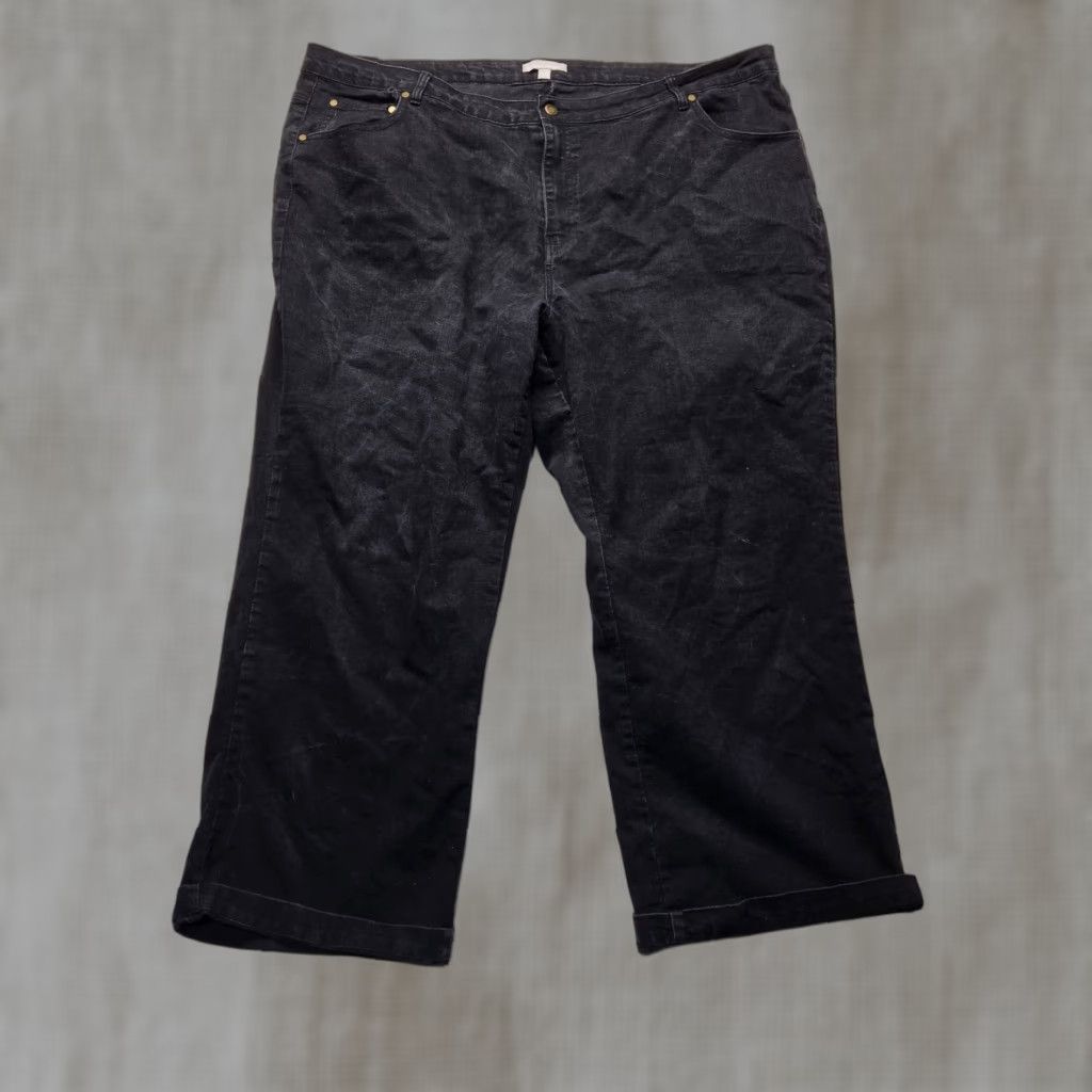 Vintage VINTAGE Woman Within Jeans Denim Pants Roll Tab Adult Plus Size 30W Black Chino Jeans Nature 90s Mens Womens Size 30" / US 8 / IT 44 - 1 Thumbnail
