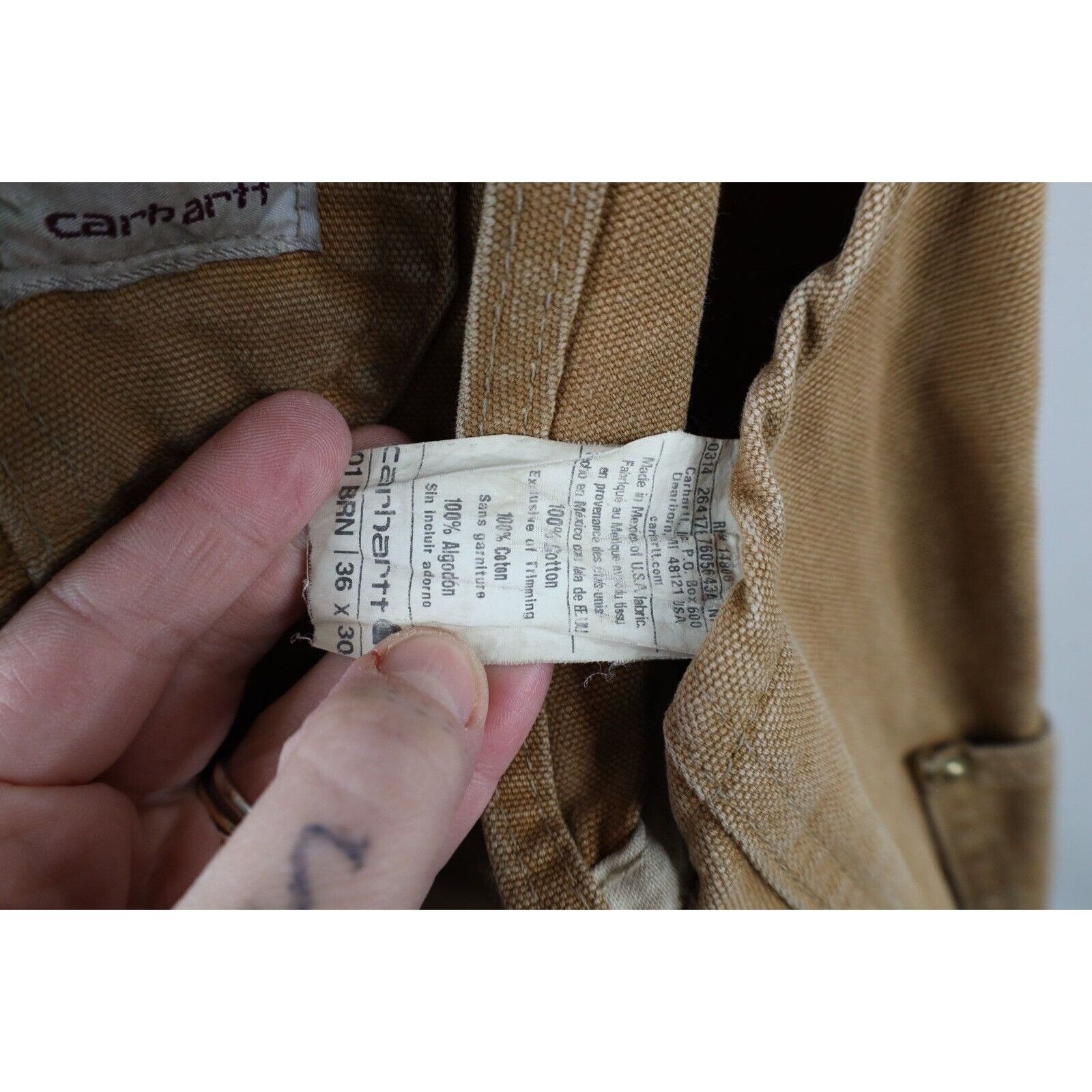Carhartt × Vintage Vintage Carhartt Thrashed Canvas Double Knee Overalls Size US 36 / EU 52 - 13 Thumbnail