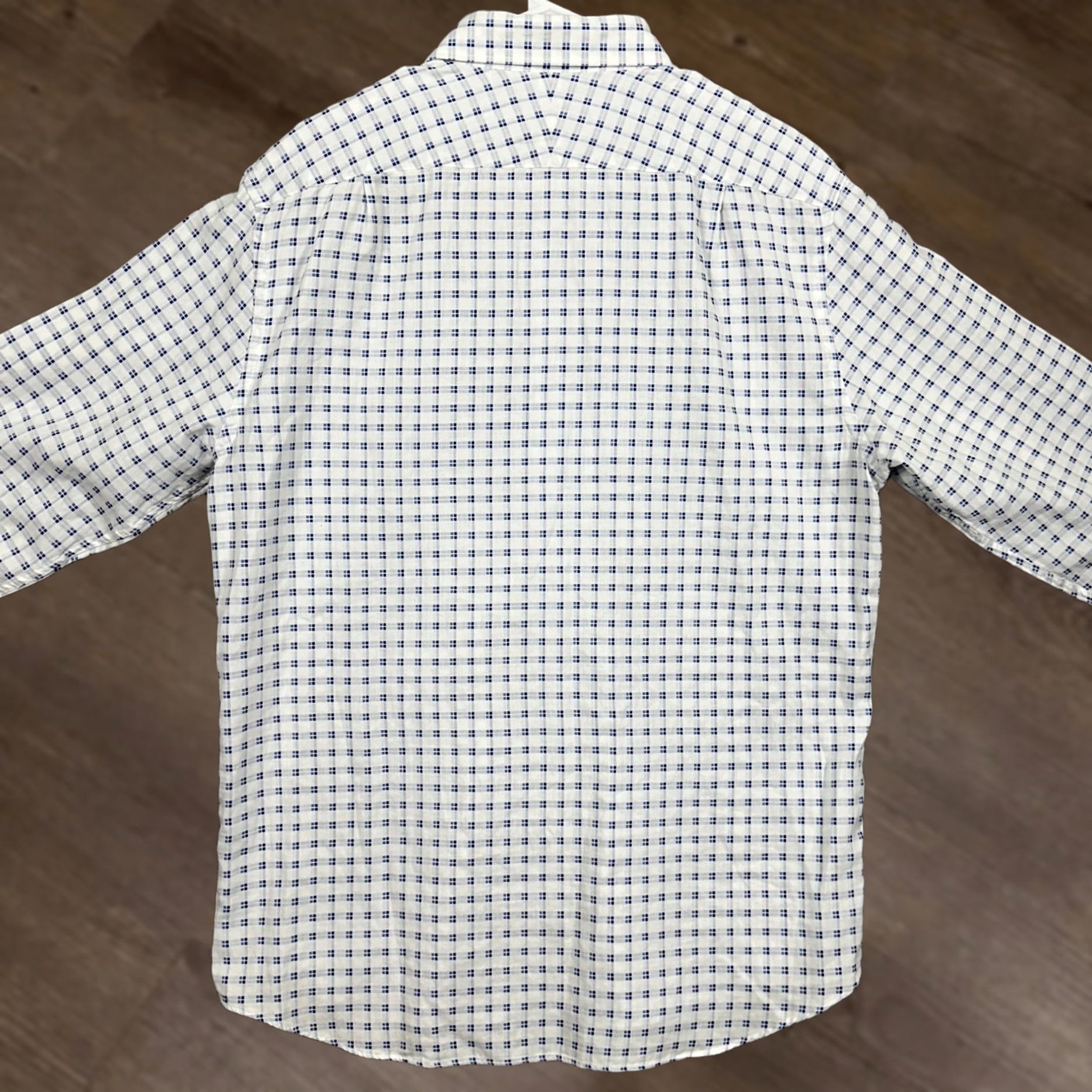 Charles Tyrwhitt CHARLES TYRWHITT Dress Shirt Men Large Slim Fit White Blue Check Button Down EUC Shirt Dress Shirt Size 42R - 1 Thumbnail
