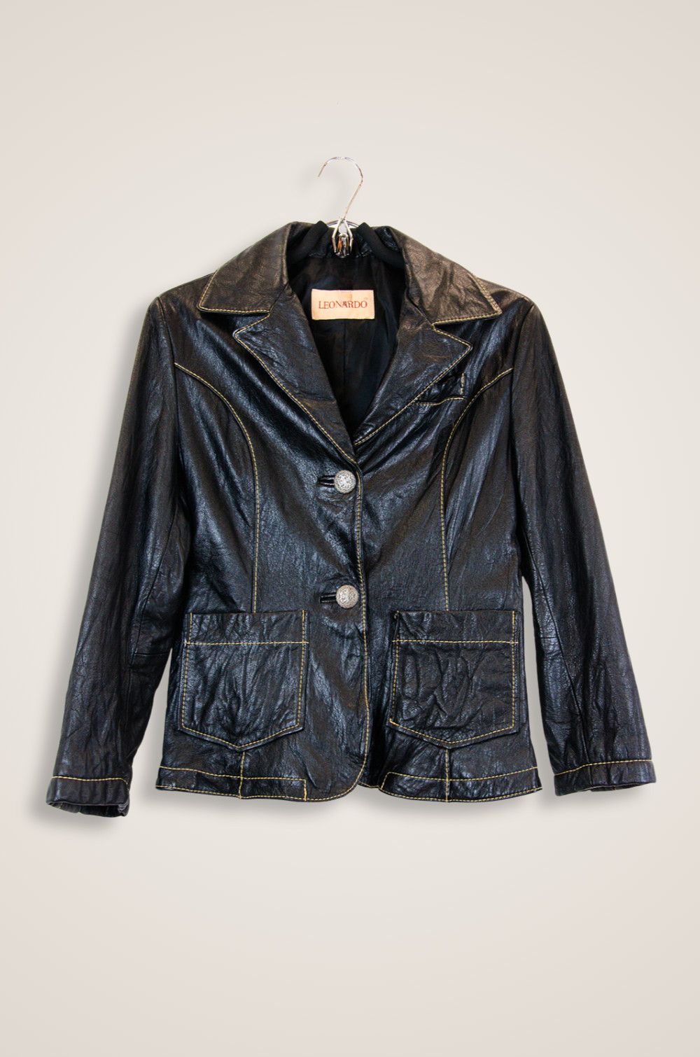 Vintage LEONARDO Vintage Leather Blazer S/M – Black Size S / US 4 / IT 40 - 1 Thumbnail
