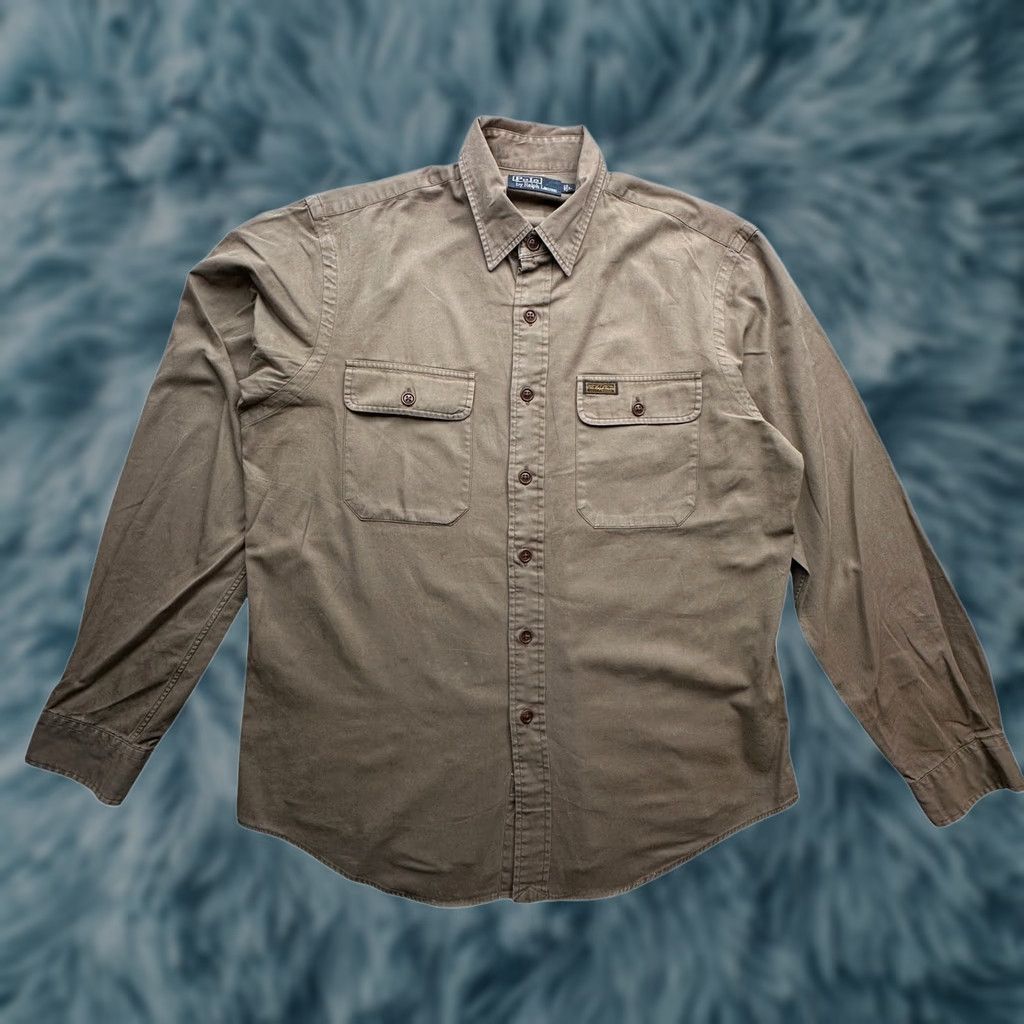 Polo Ralph Lauren Polo Ralph Lauren Twill Button-Up Shirt Mens Large Long Sleeve Brown Size US L / EU 52-54 / 3 - 1 Thumbnail