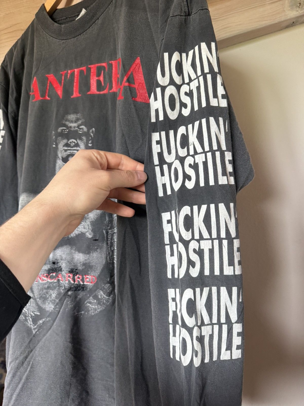 Band Tees Pantera "Fucking Hostile" Longsleeve XL Trashed Faded Repair Size US XL / EU 56 / 4 - 3 Thumbnail