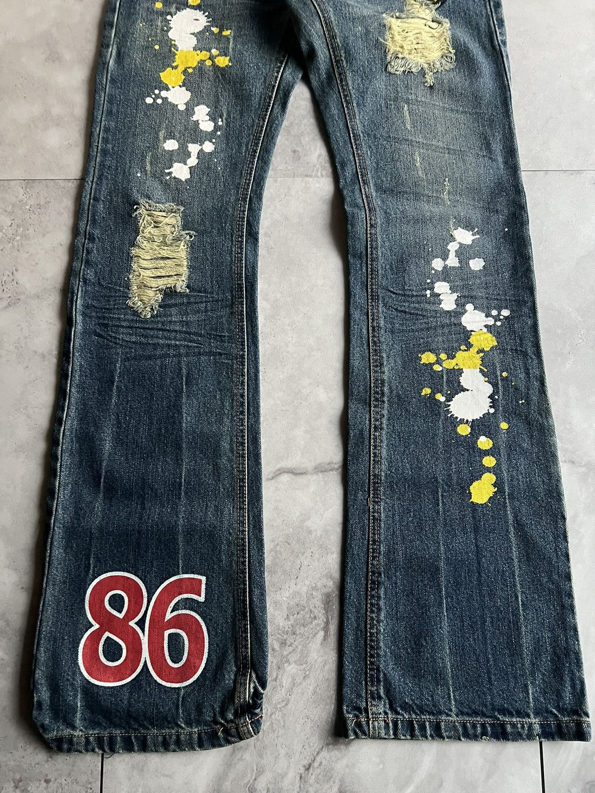 Japanese Brand Buzz Spunky Paint Splatter Embroidered Jeans Size US 30 / EU 46 - 3 Thumbnail