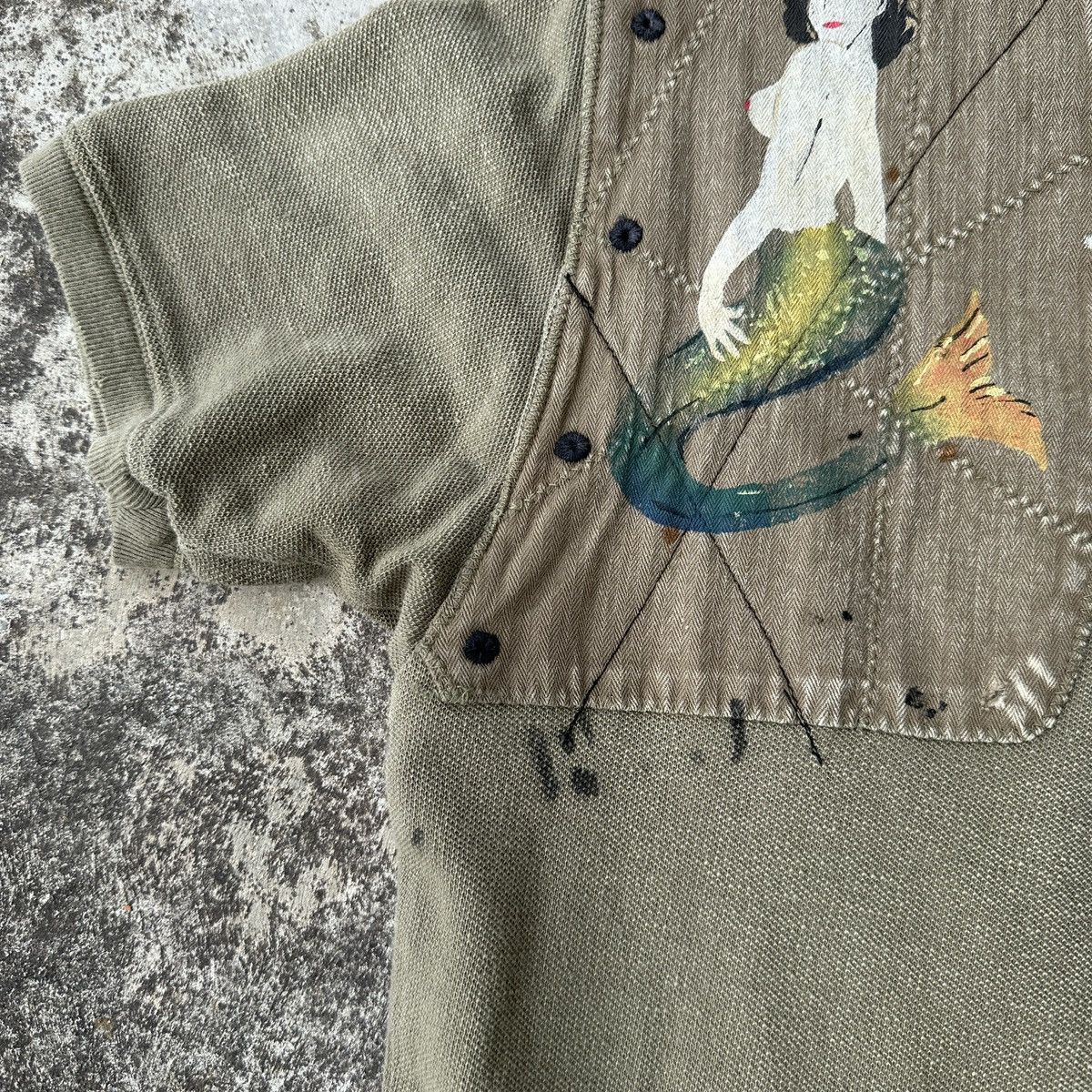 Kountry World War Military Mermaid painting patchwork tee