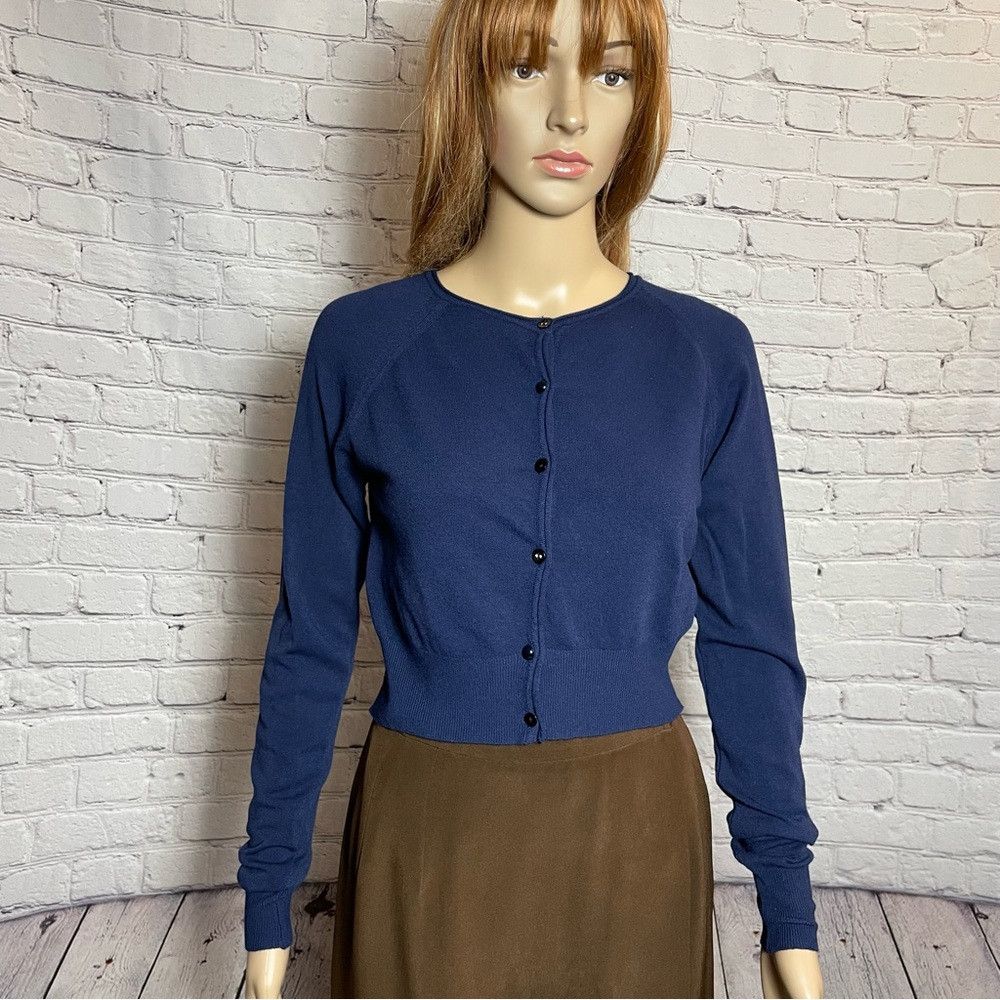 Other NWT New $123 CELEBRITIES TRICOT Blue Cardigan Size S Made i Size S / US 4 / IT 40 - 1 Thumbnail