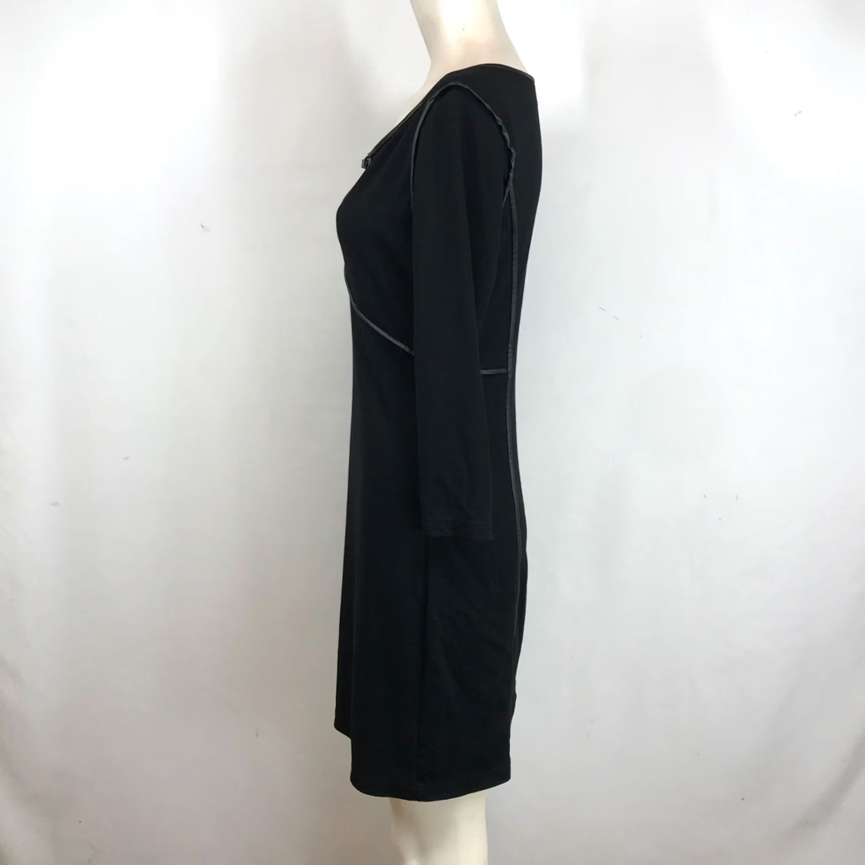 Vintage MAX STUDIO WOMEN'S S BLACK LONG SLEEVE DRESS Y2K BUCKLE GOTH Size S / US 4 / IT 40 - 6 Thumbnail