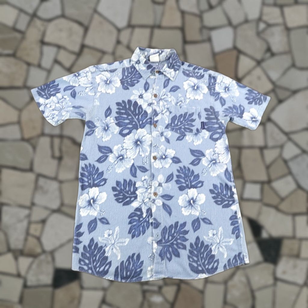 Billabong VINTAGE Billabong Men's Shirt Large Blue Floral Hawaiian Button-Up 90s Beach Surf Cotton Size US L / EU 52-54 / 3 - 1 Thumbnail