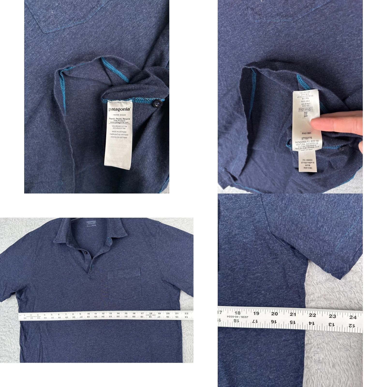 Patagonia Patagonia Polo Shirt Adult Large Blue 100% Cotton Pocket Mens Size US L / EU 52-54 / 3 - 8 Thumbnail