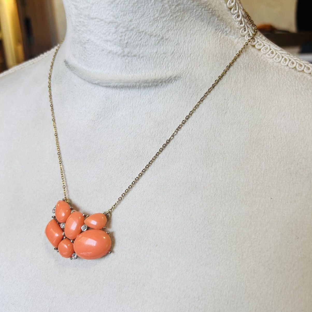 Handmade Handcrafted repurpose vintage tangerine glass necklace Size ONE SIZE - 3 Thumbnail