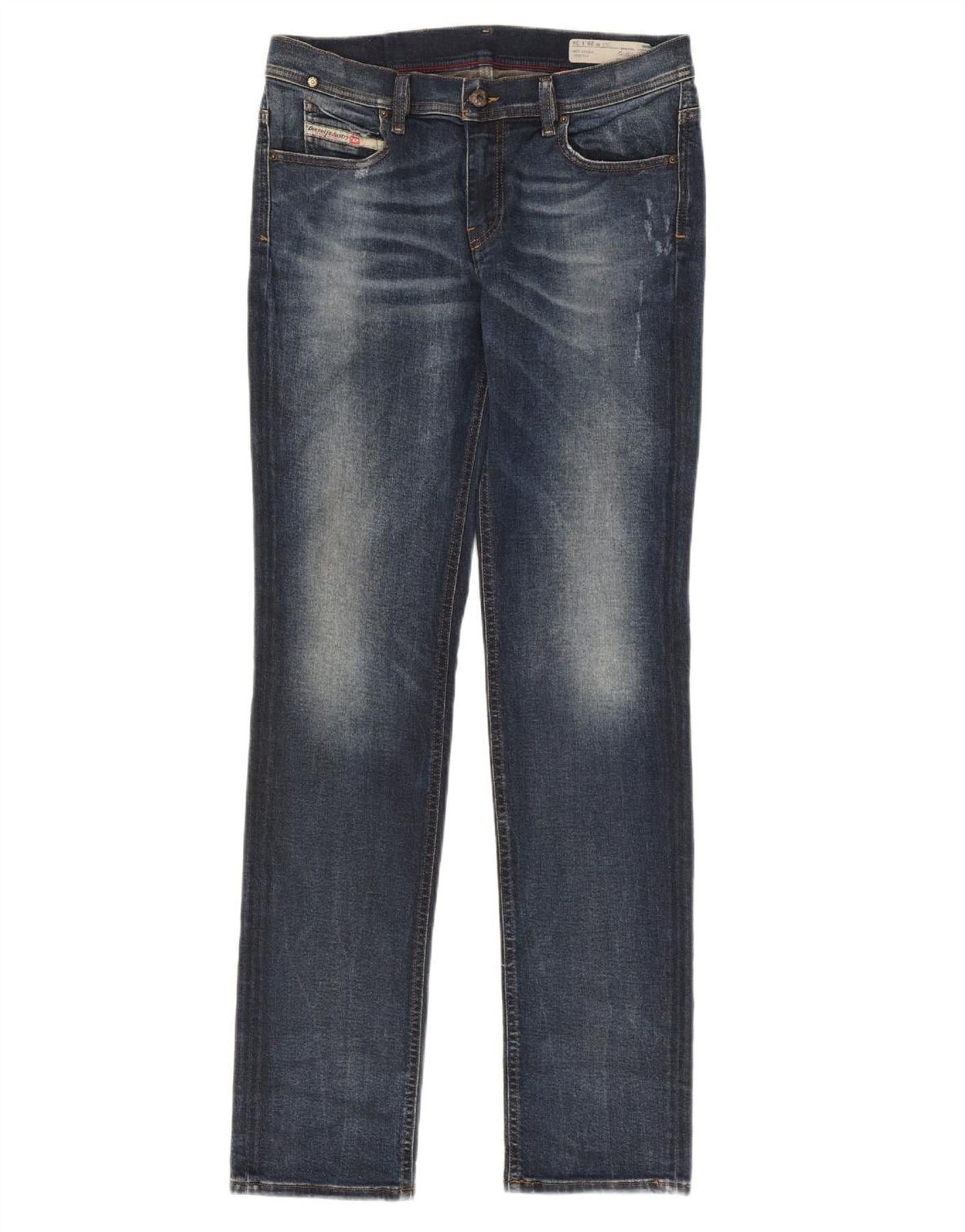 Diesel Womens Faithlegg Regular Straight Jeans W29 L34 Blue Cotton Size 42" / US 20 - 1 Thumbnail