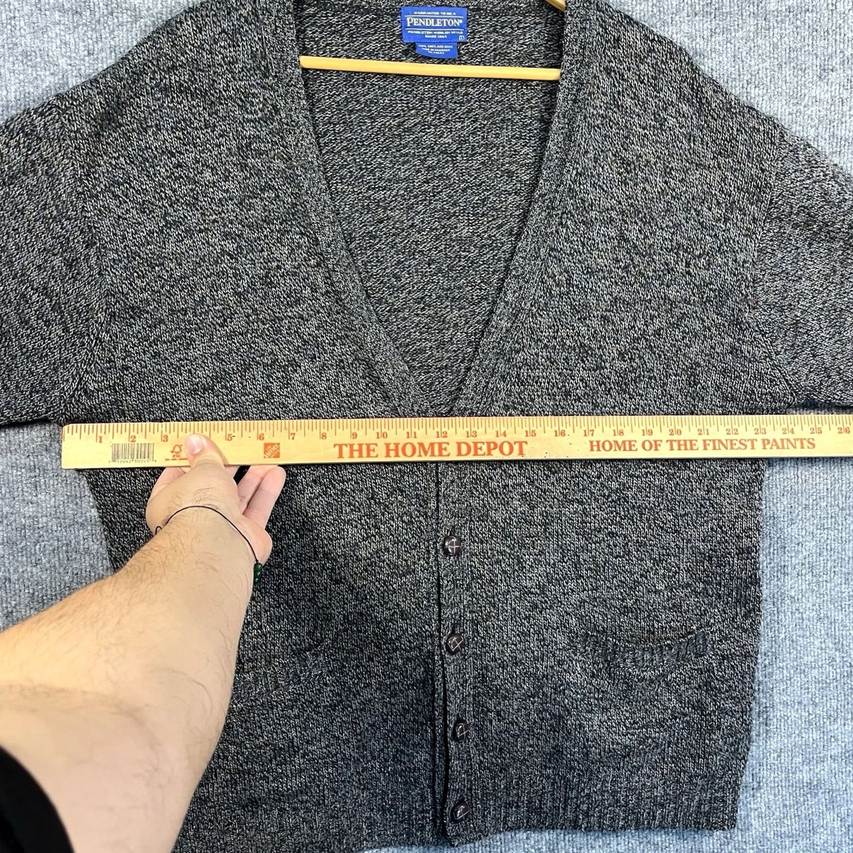 Pendleton Pendleton Charcoal Grey Marl Shetland Wool Cardigan Sweater Mens L Button Front Size US L / EU 52-54 / 3 - 4 Thumbnail