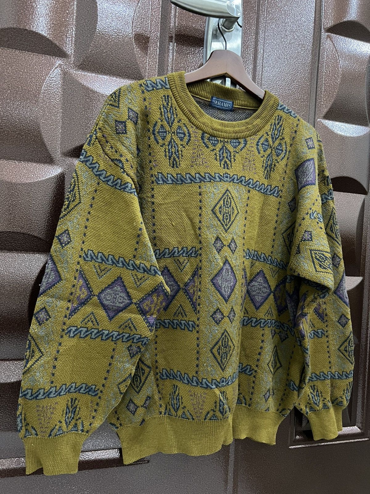 Japanese Brand SERAMIS Vintage AztecNordic Aran Isles Tribal Knit Sweater Size US L / EU 52-54 / 3 - 3 Thumbnail