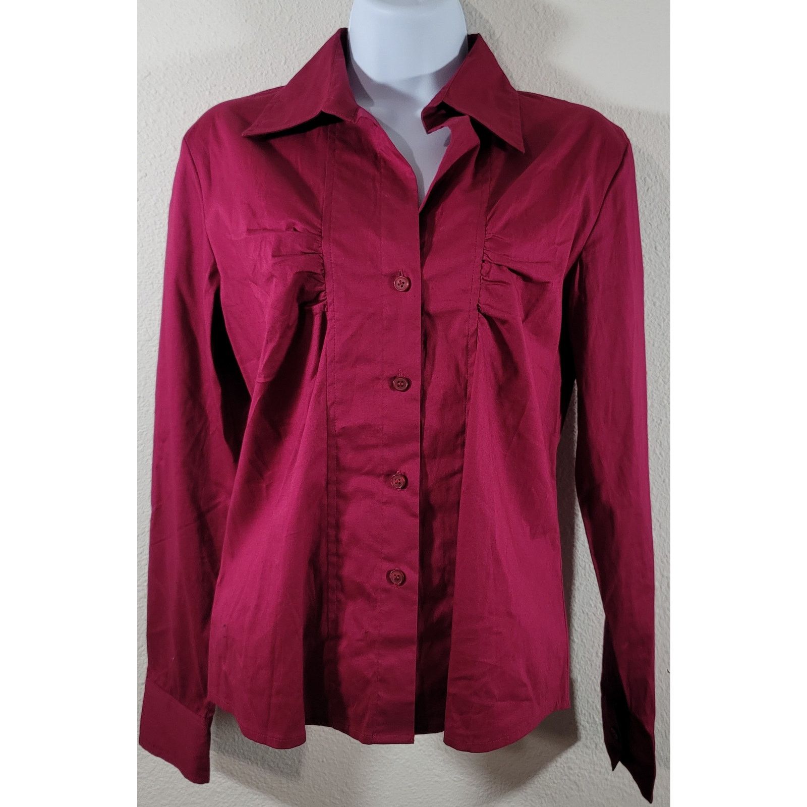 Other Ninety Burgundy Button Up Top Small Lightweight Soft NWT Size S / US 4 / IT 40 - 1 Thumbnail