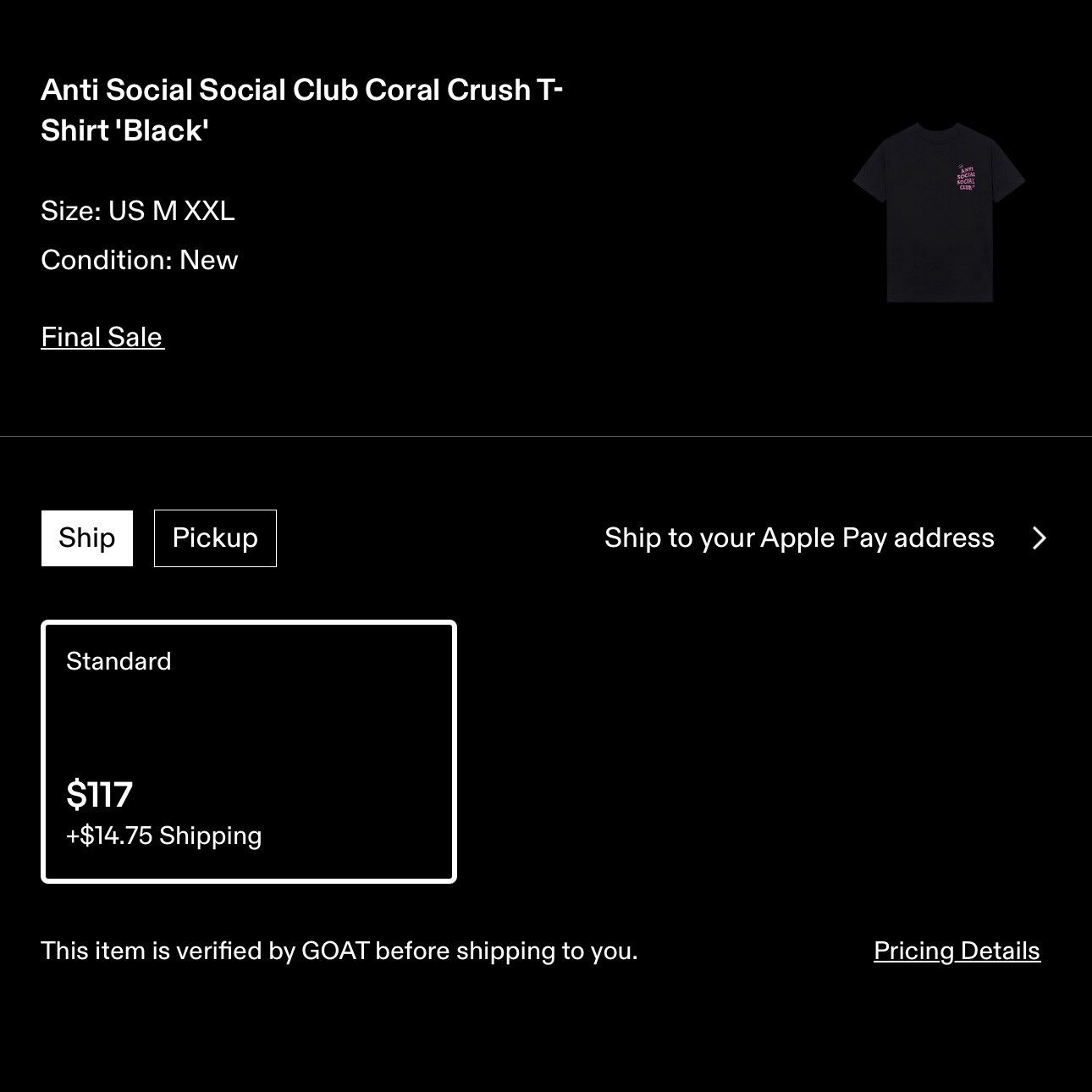 Anti Social Social Club ASSC Coral Crush Tee Size US XXL / EU 58 / 5 - 6 Thumbnail