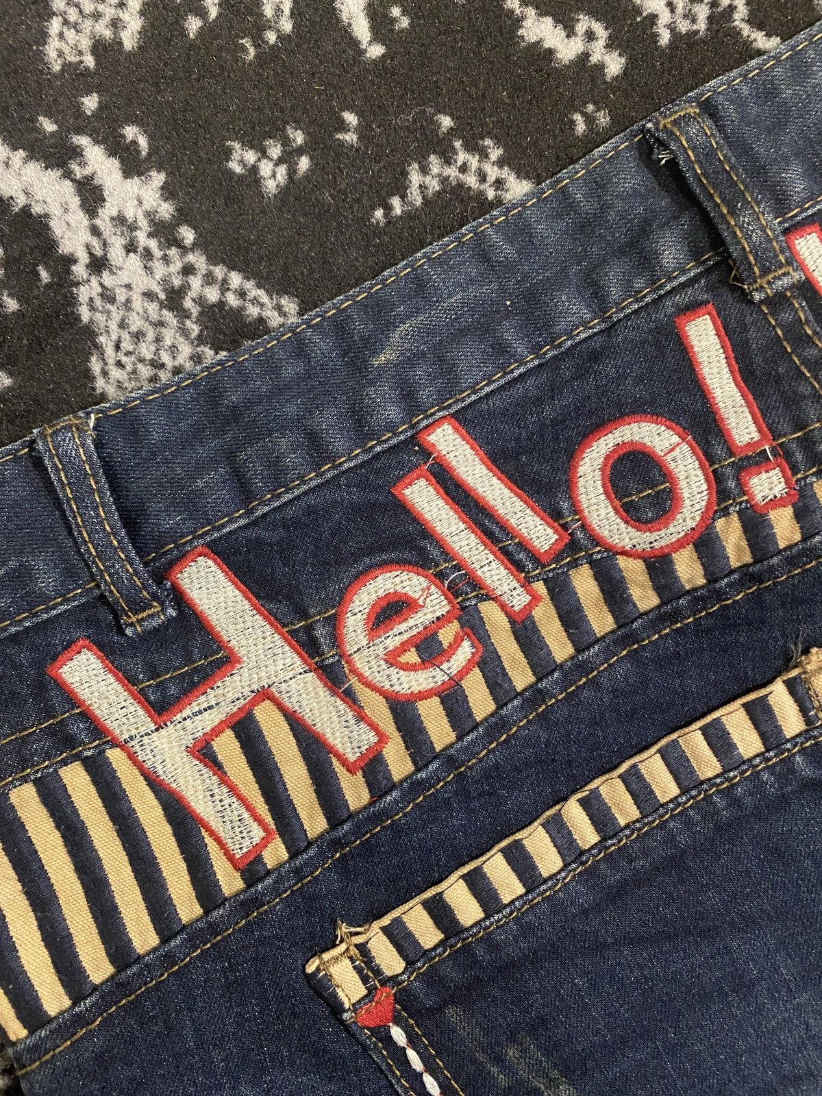 Japanese Brand Hysteric Glamour Patchwork Washed Denim Hello Kitty Size US 33 - 11 Thumbnail