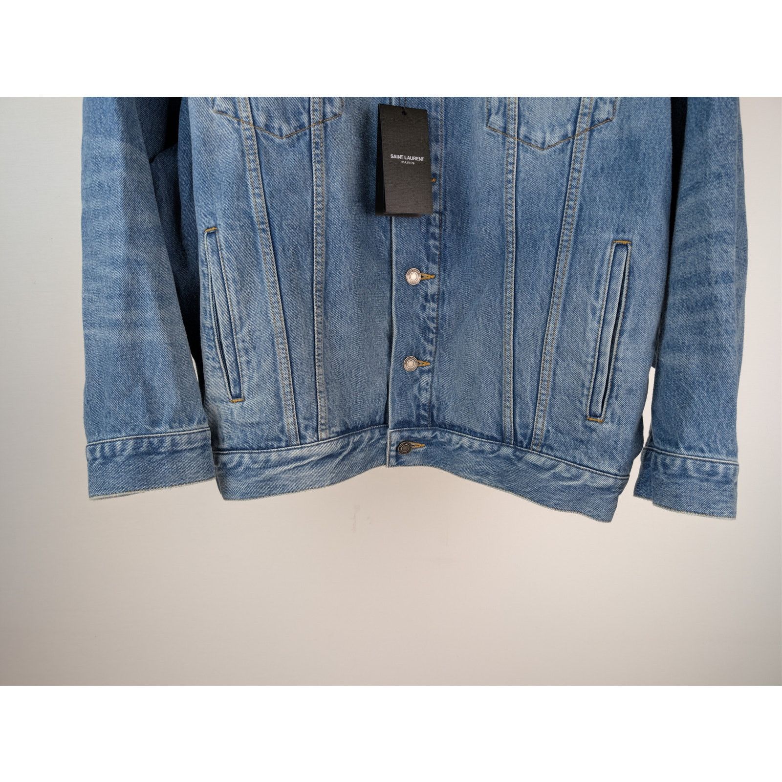 Saint Laurent Paris o1rshd1 Egg Shape Denim Jacket in Plain Lake Medium Blue Size US S / EU 44-46 / 1 - 4 Thumbnail