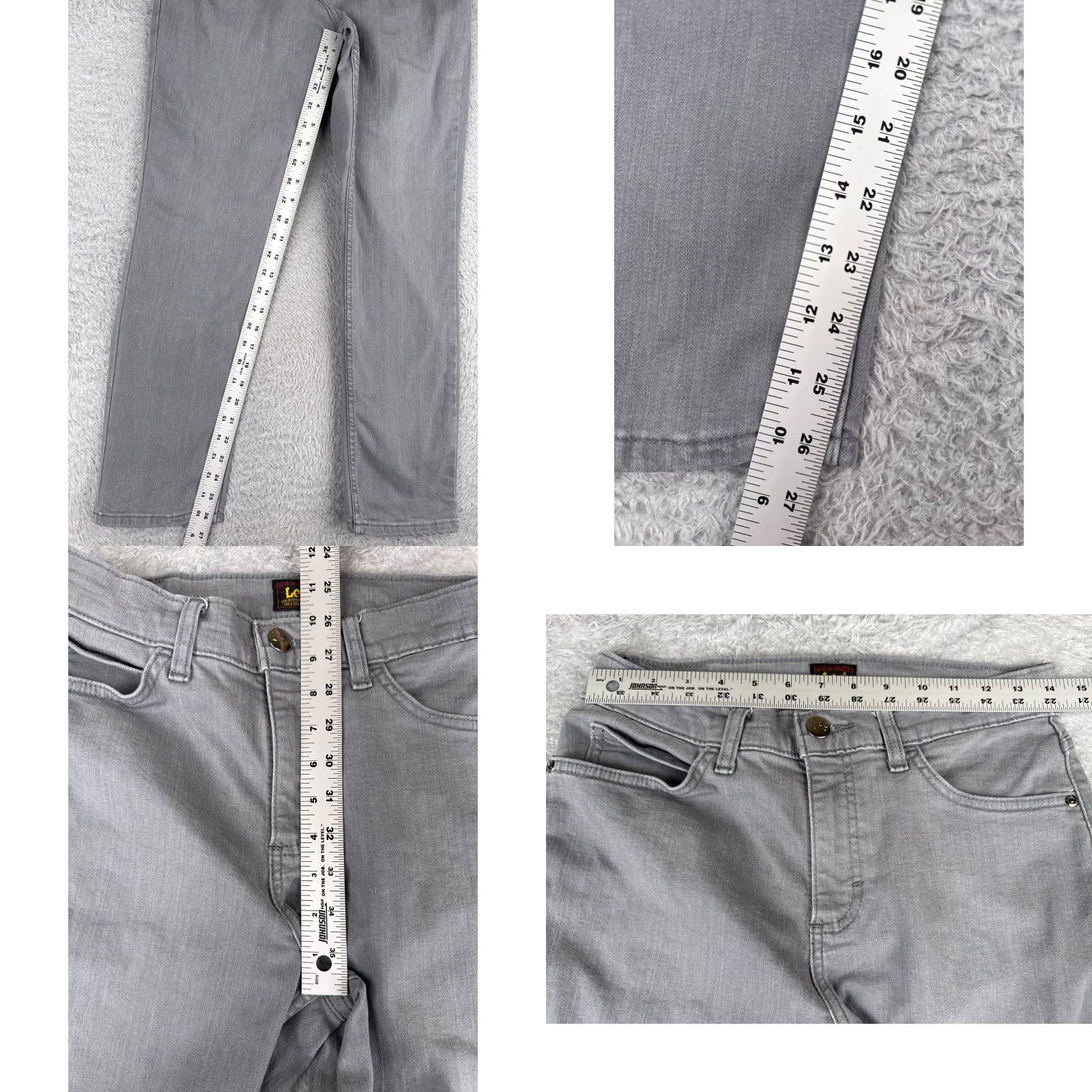 Lee Lee Jeans Womens Jeans Gray Denim Straight Leg Mid Rise Cotton Blend Zip Fly 28x27 Regular 28 Gray Denim 5-Pocket Design Mens? Size 28" / US 6 / IT 42 - 8 Thumbnail