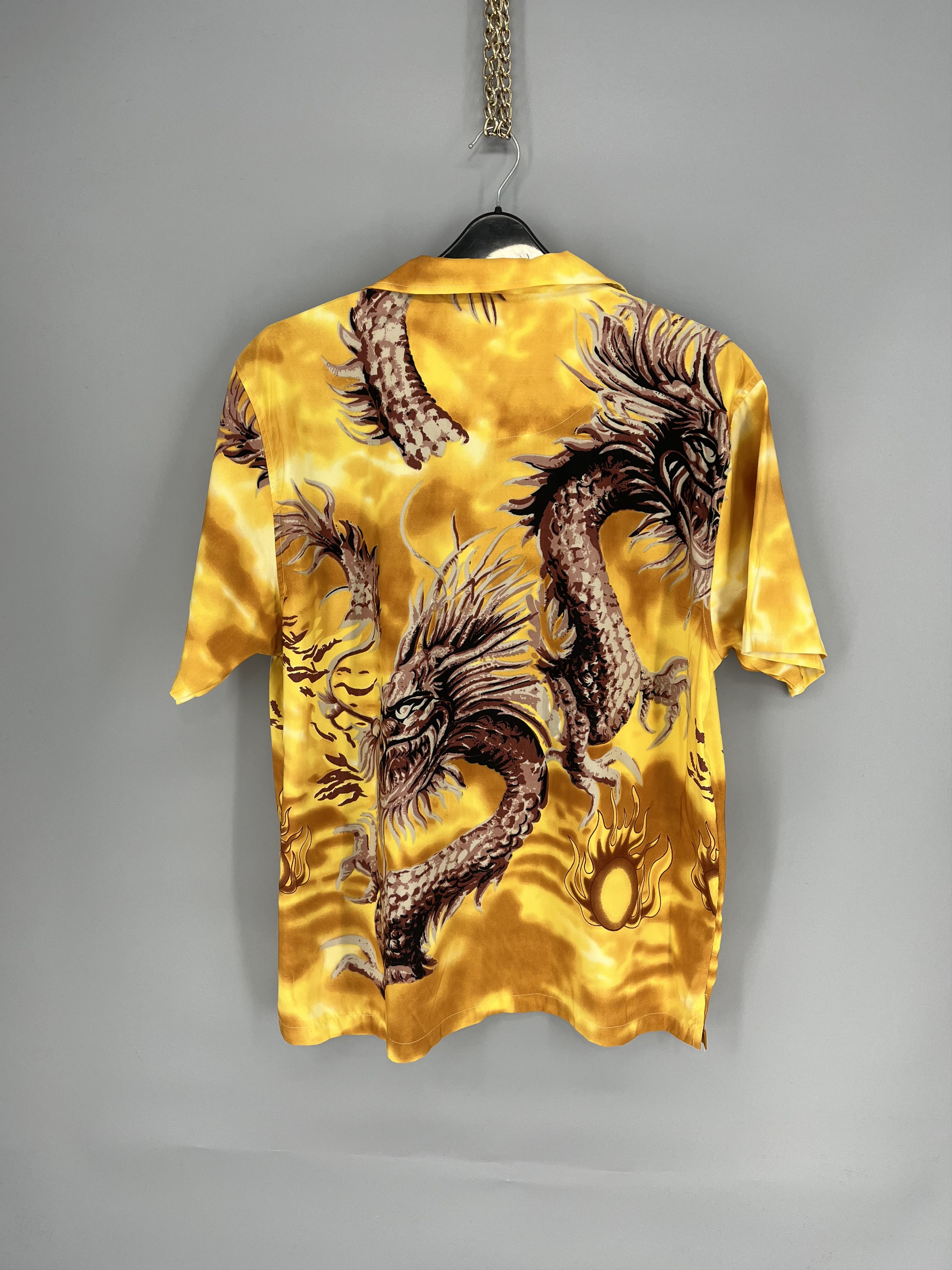 Japanese Brand Vintage Japanese Dragon Yellow Hawaiian Crazy Shirt Size US XL / EU 56 / 4 - 8 Thumbnail