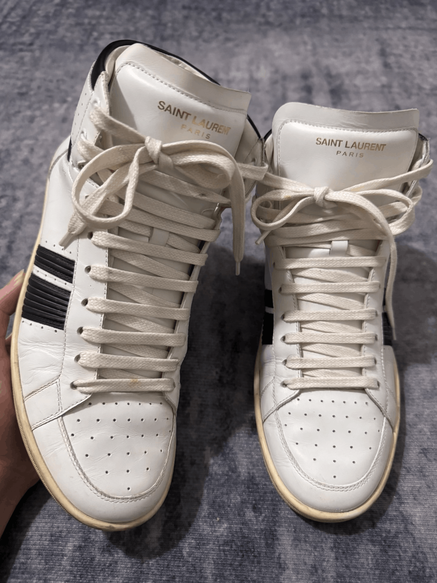 Saint Laurent Paris Saint Laurent High-Top Leather Sneakers Size US 7 / EU 40 - 1 Thumbnail