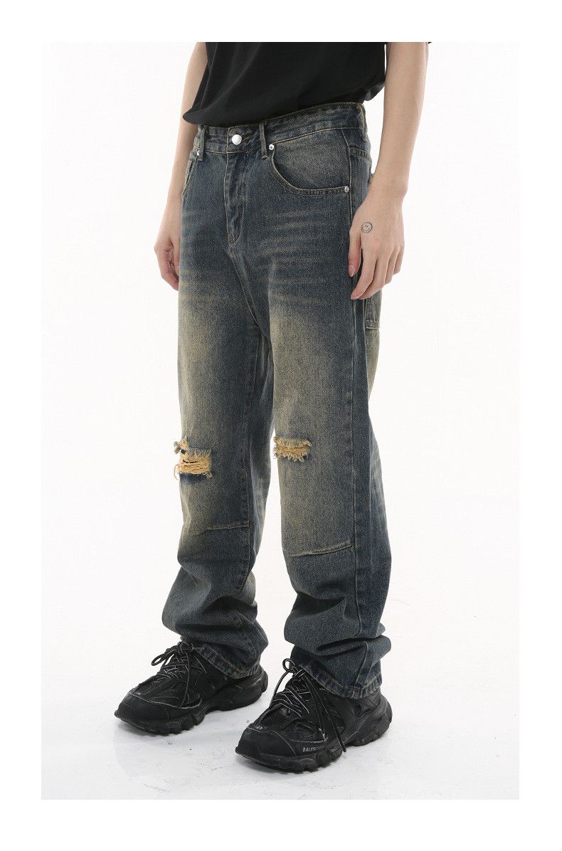 Japanese Brand × Jean Japanese retro straight loose ripped street distressed jeans Size US 32 / EU 48 - 3 Thumbnail