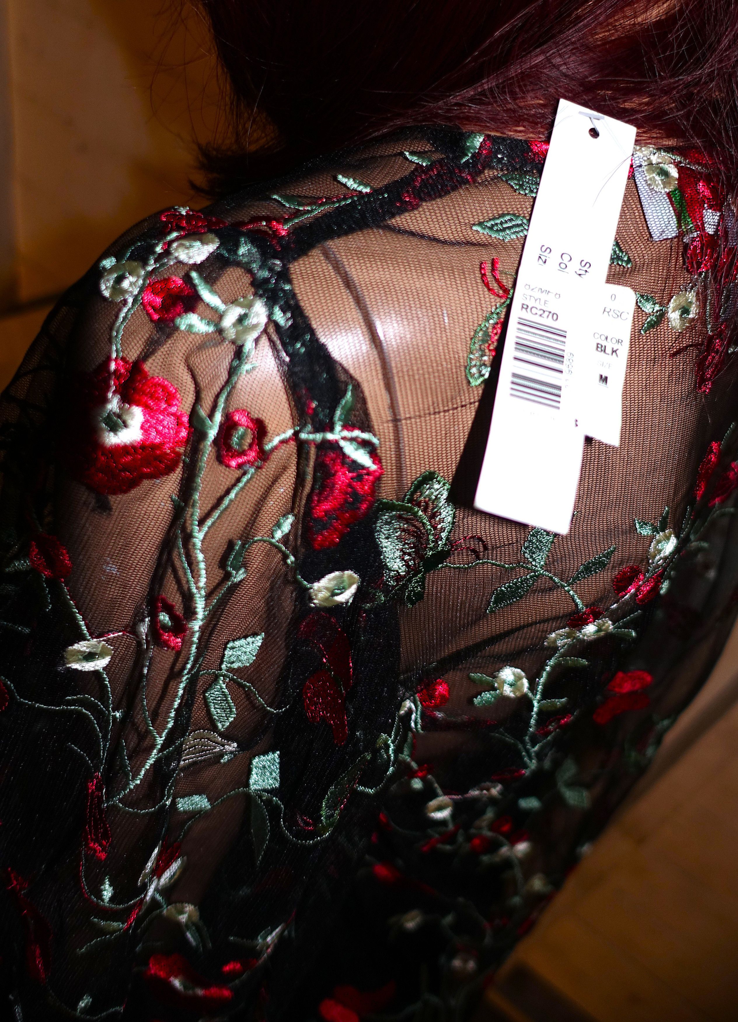 Other Rose Collection Black Sheer Floral Blouse M NWT Size M / US 6-8 / IT 42-44 - 5 Thumbnail