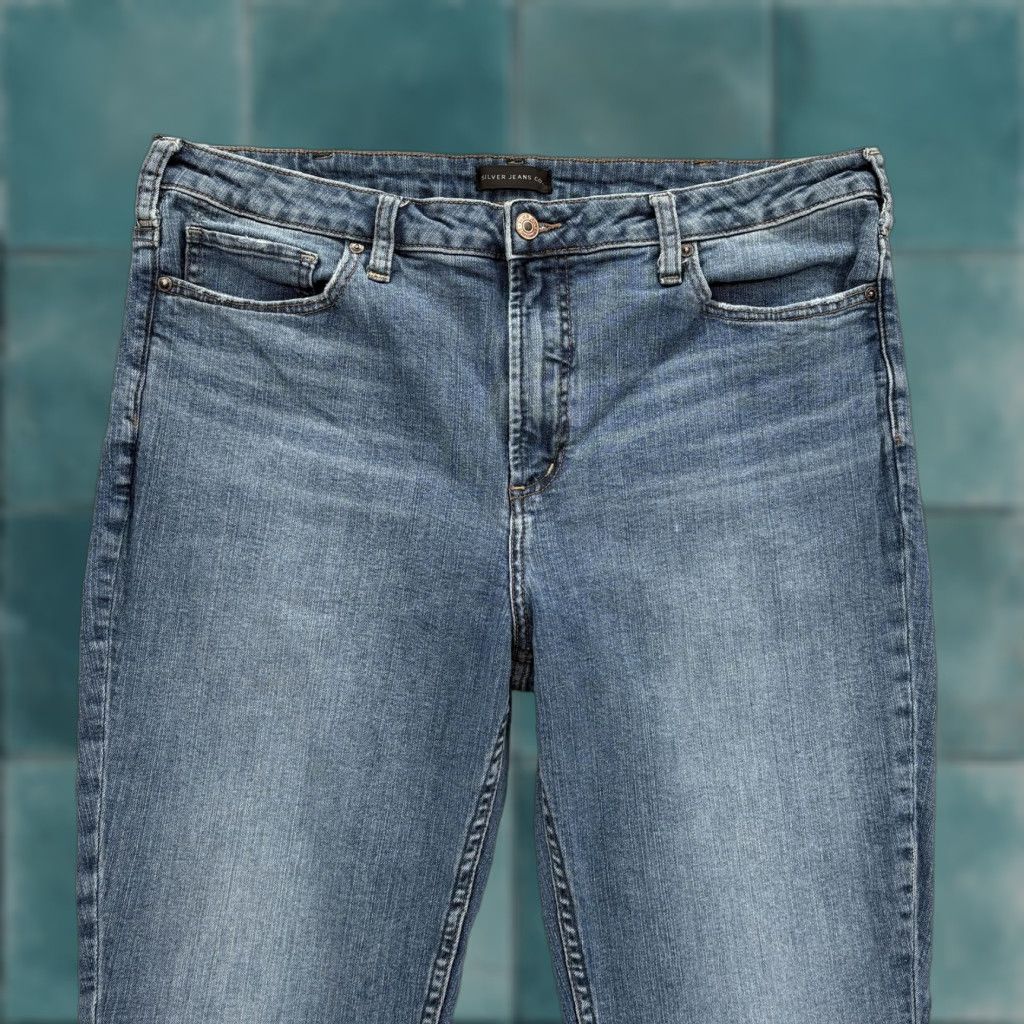Silver Jeans Co. Silver Jeans High Rise Skinny Jeans Womens 16 Blue Medium Wash Stretch Denim Slim 5-Pocket N/A Autumn Womens Size 38" / US 16 / IT 52 - 1 Thumbnail