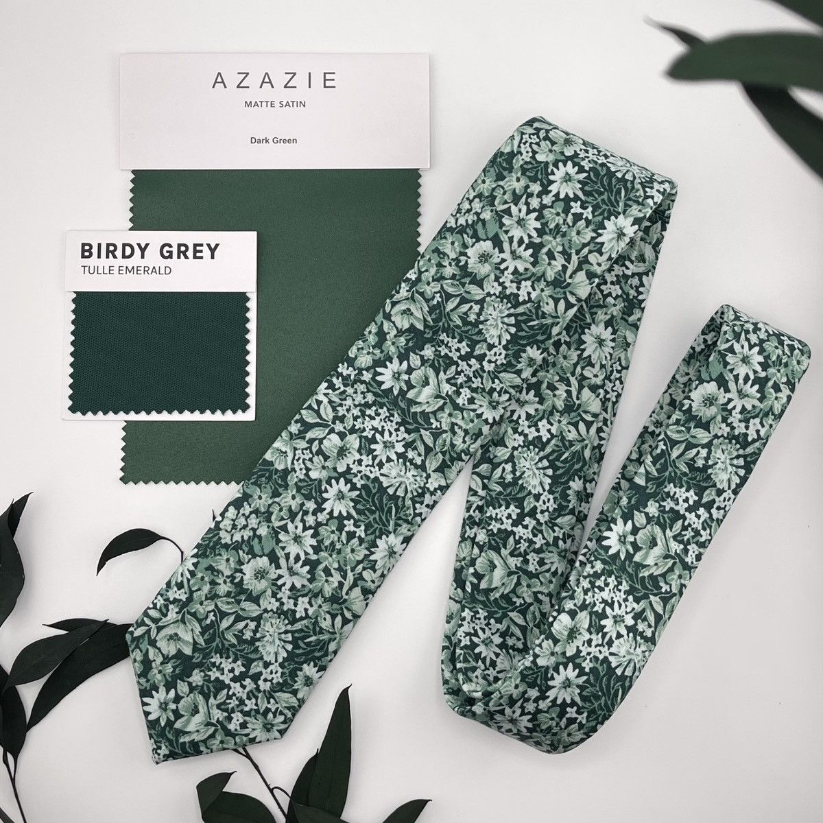 Other Men’s Pine Green Floral Print Necktie, Slim 2.75” Width Tie Size ONE SIZE - 2 Thumbnail