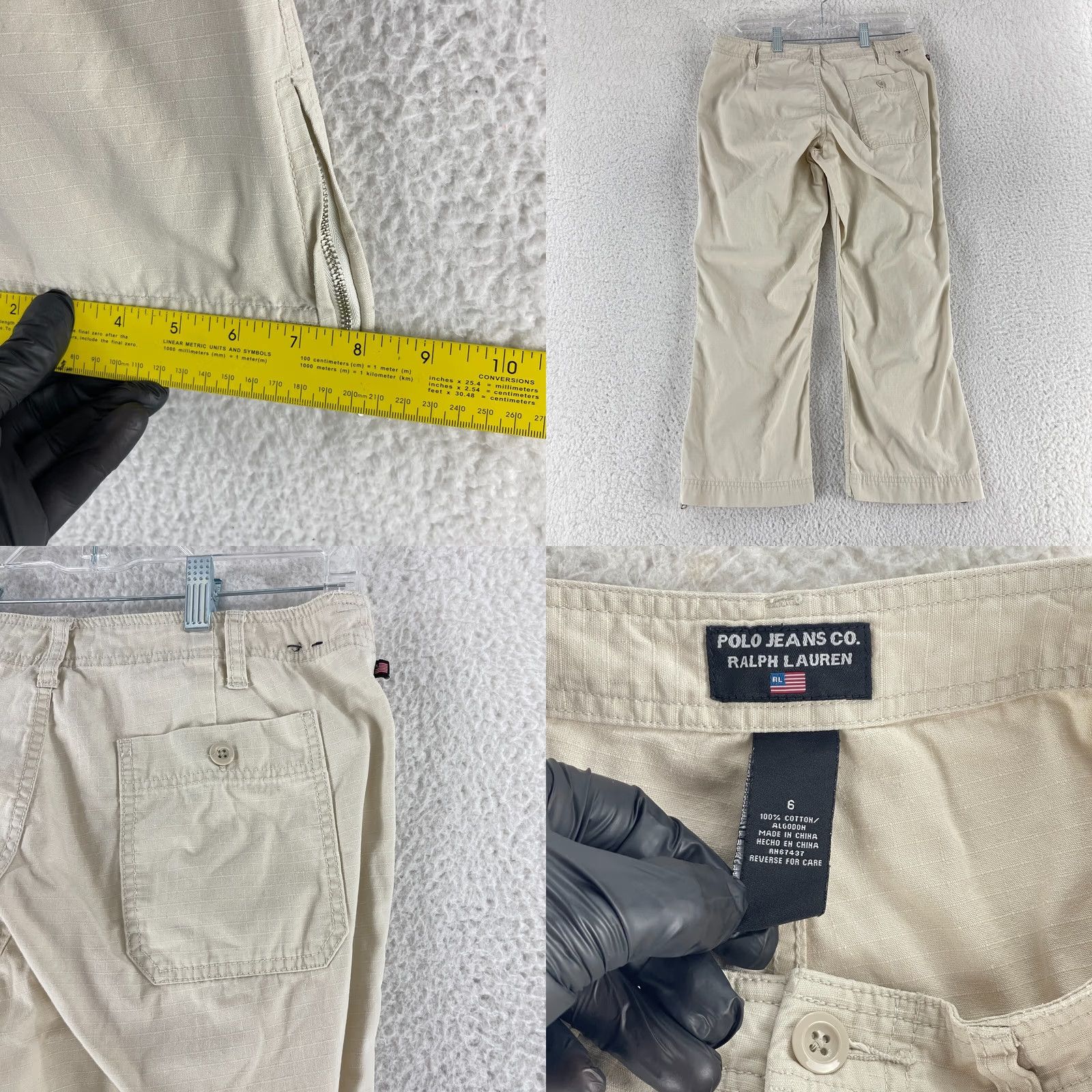 Polo Ralph Lauren Polo Jeans Co. Beige Cropped Straight Pants Womens Size 6 Casual Outdoors Vintage No Size 28" / US 6 / IT 42 - 9 Thumbnail