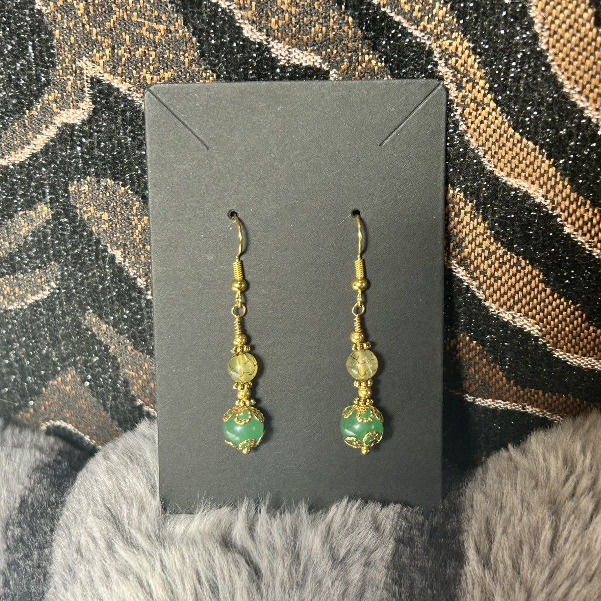Handmade Handcrafted elegant filigree green chalcedony earrings Size ONE SIZE - 3 Thumbnail