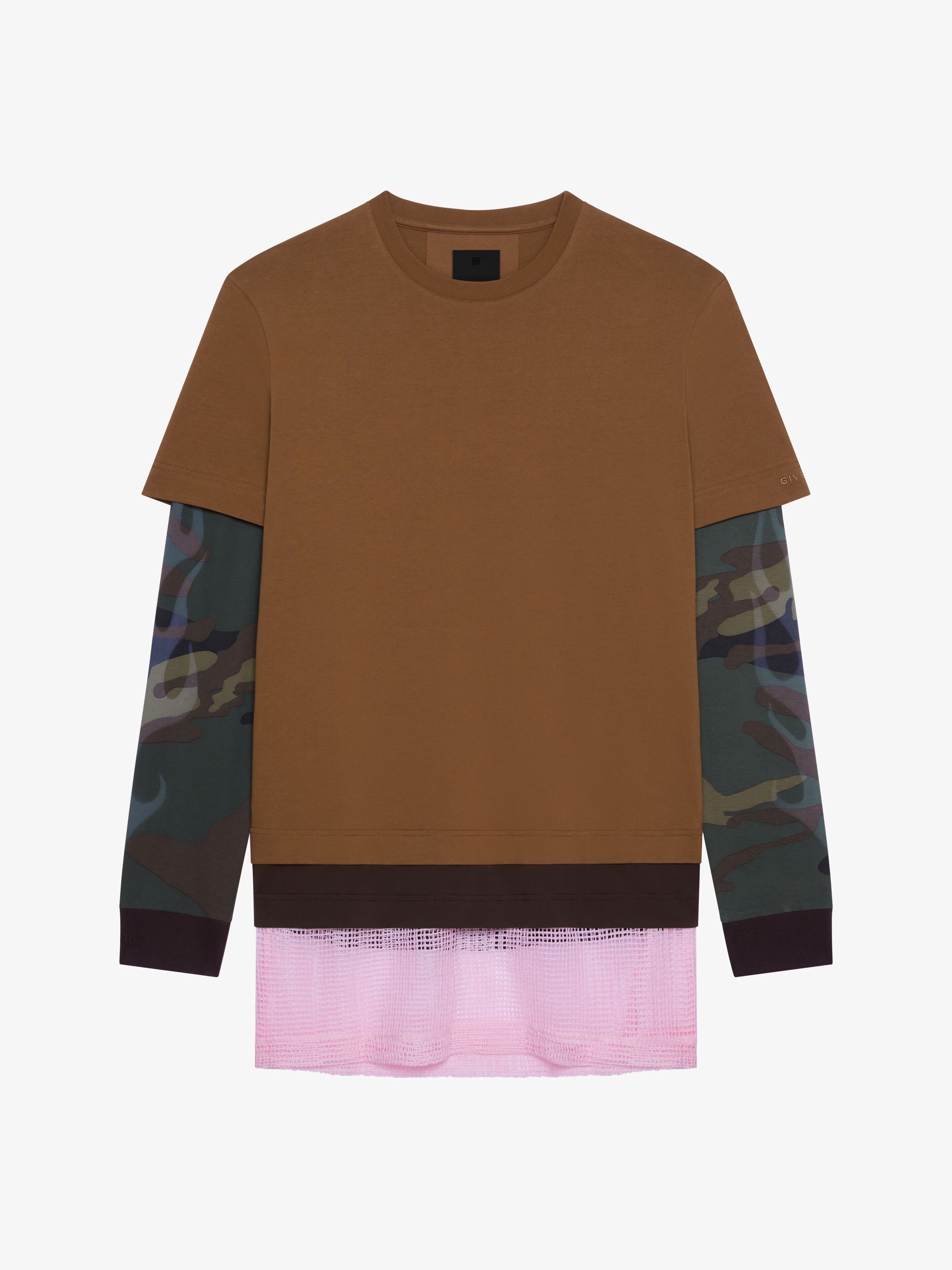 Givenchy o1gr1nt0125 Overlapped Hooded Cotton & Mesh T-Shirt Size US M / EU 48-50 / 2 - 1 Preview