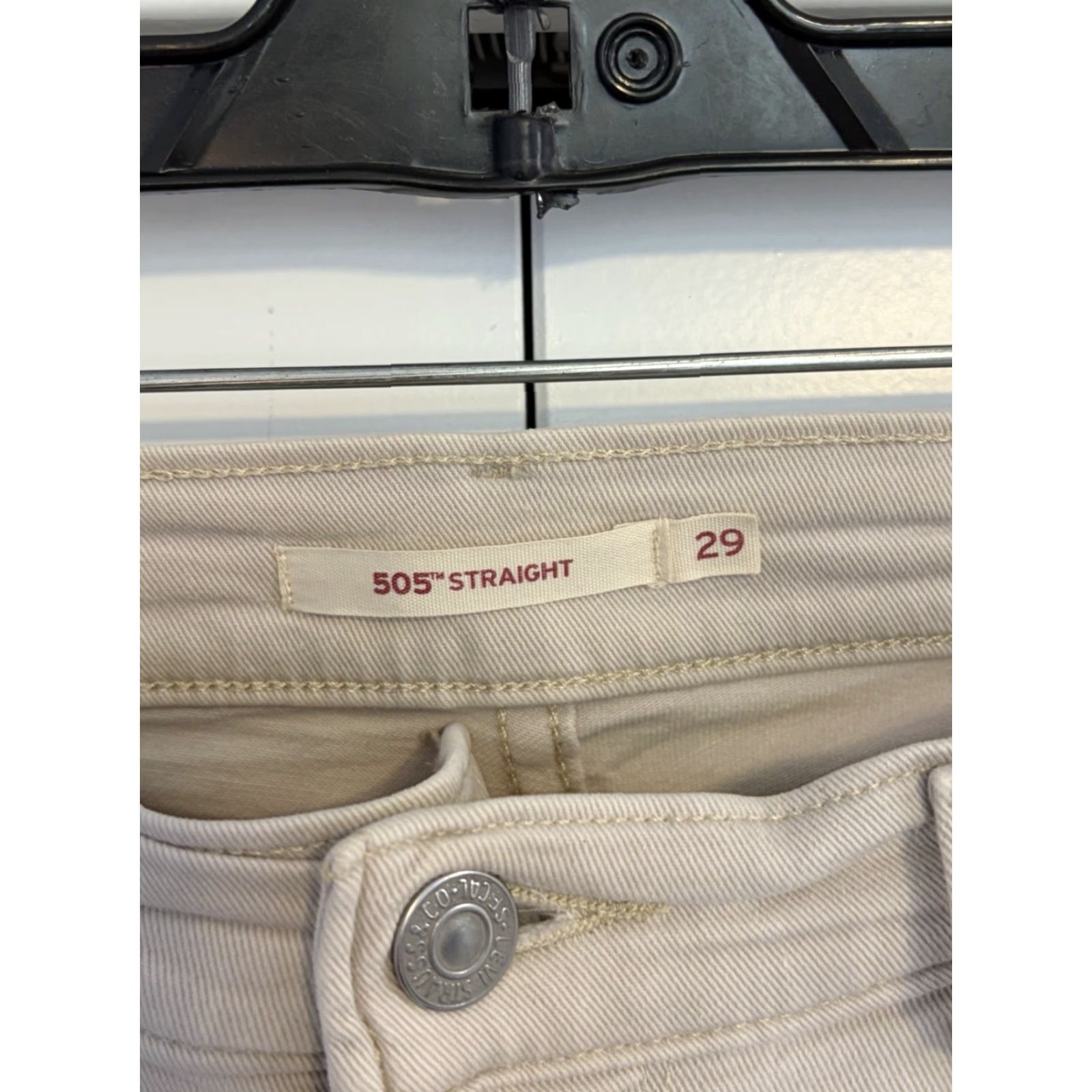 Levi's Levi's 505 Straight Leg Jeans Pants Denim Regular 29 Womens Beige Tan Cotton Blend 5-Pocket Zipper Button Logo Mid Rise Size 29" - 5 Thumbnail