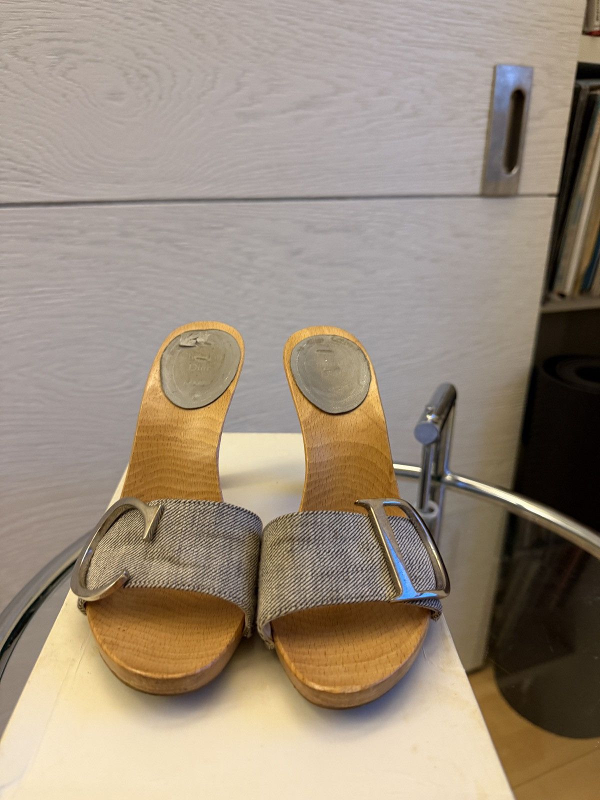 Dior Vintage Christian Dior Wood Sole mule heels Size US 5 / IT 35 - 2 Thumbnail