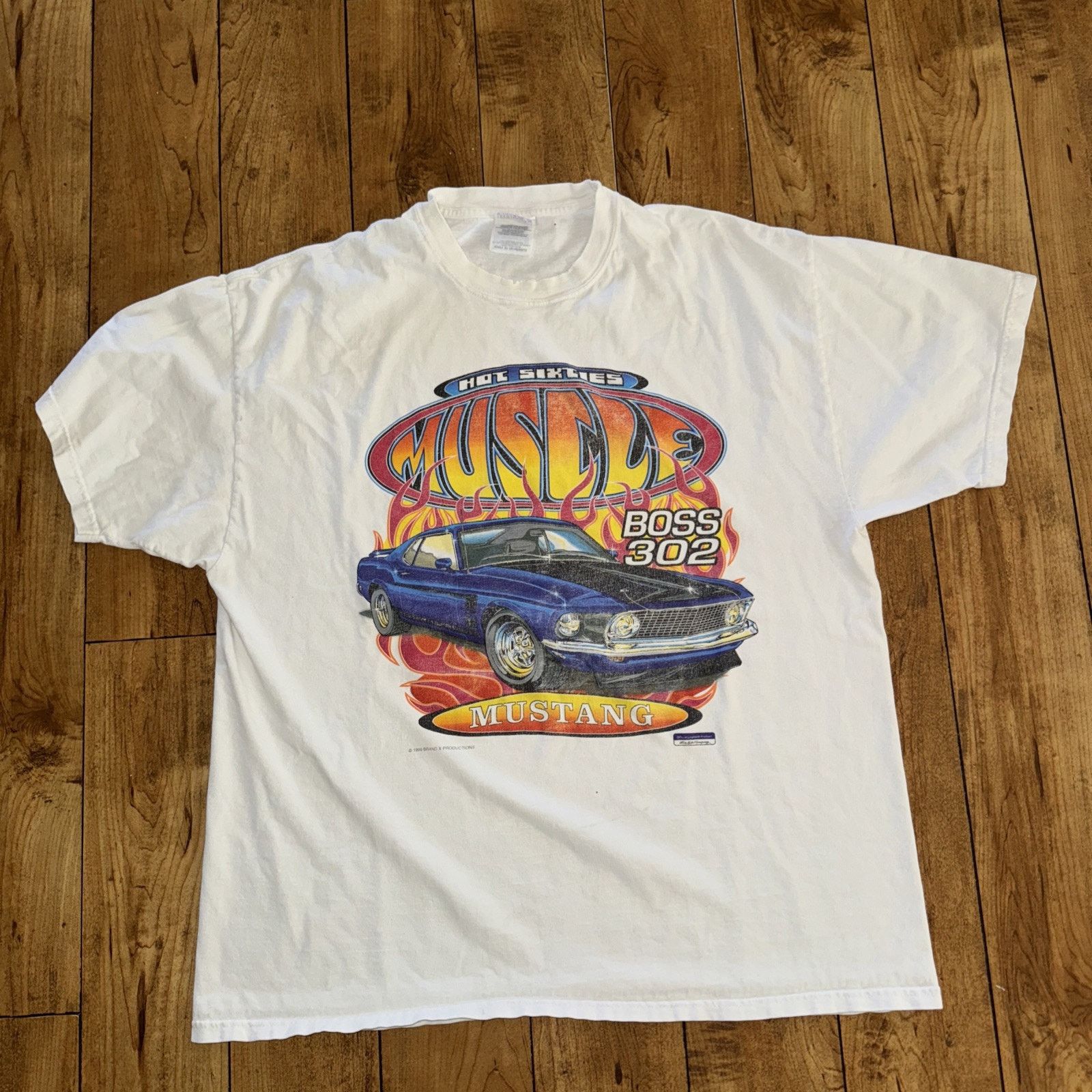 Mustang × Vintage Vintage 1999 Mustang Muscle Car T-Shirt White XL 23x28 Size US XL / EU 56 / 4 - 1 Thumbnail