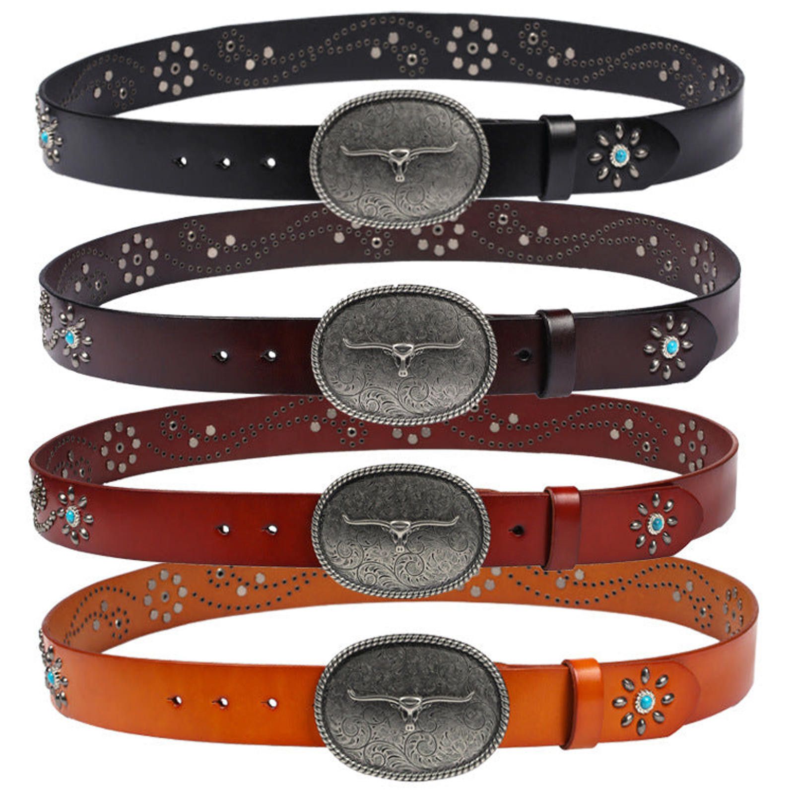 Leather Faux Turquoise Decoration Retro Belt Size ONE SIZE - 4 Thumbnail