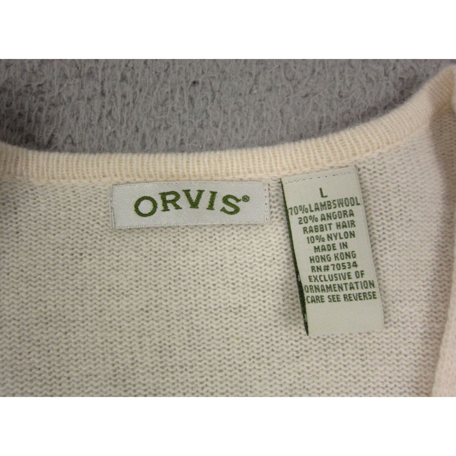 Orvis VINTAGE Orvis Sweater Womens Large Creme Christmas Tree Lambswool Sequins Angora 90s Size L / US 10 / IT 46 - 5 Thumbnail