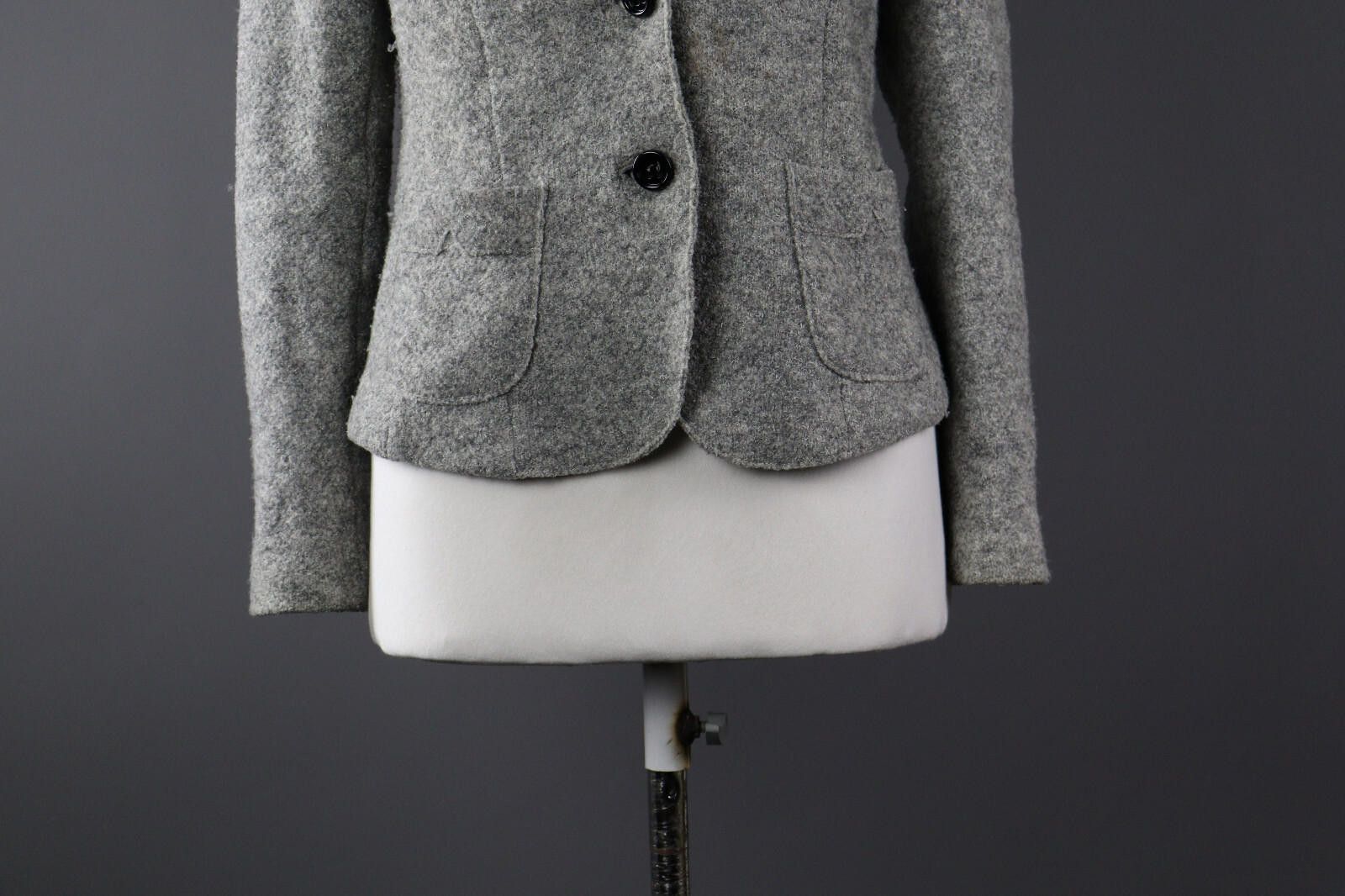 Designer Marc Cain Gray Wool Gray Blazer Jacket Size 3 Size M / US 6-8 / IT 42-44 - 3 Thumbnail