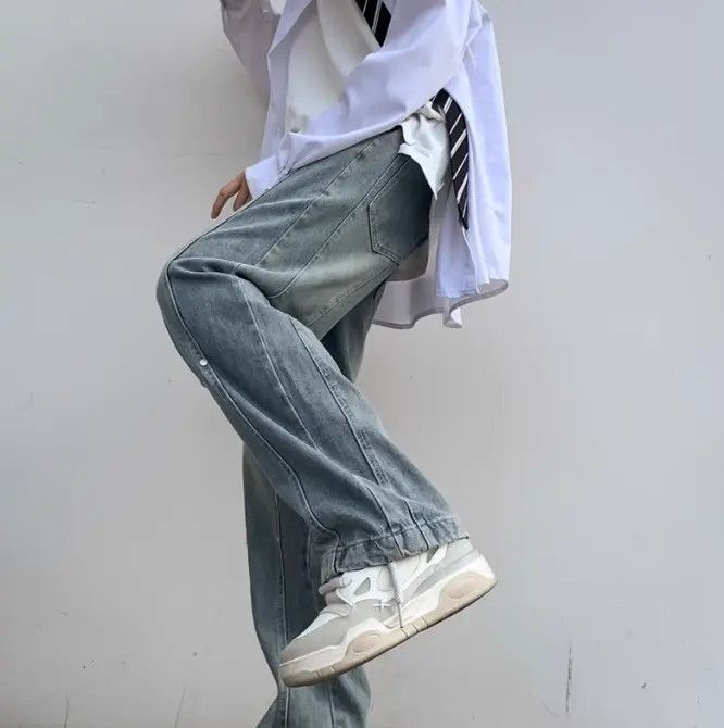 Japanese Brand Straight and versatile patchwork drawstring jeans Size US 32 / EU 48 - 4 Thumbnail