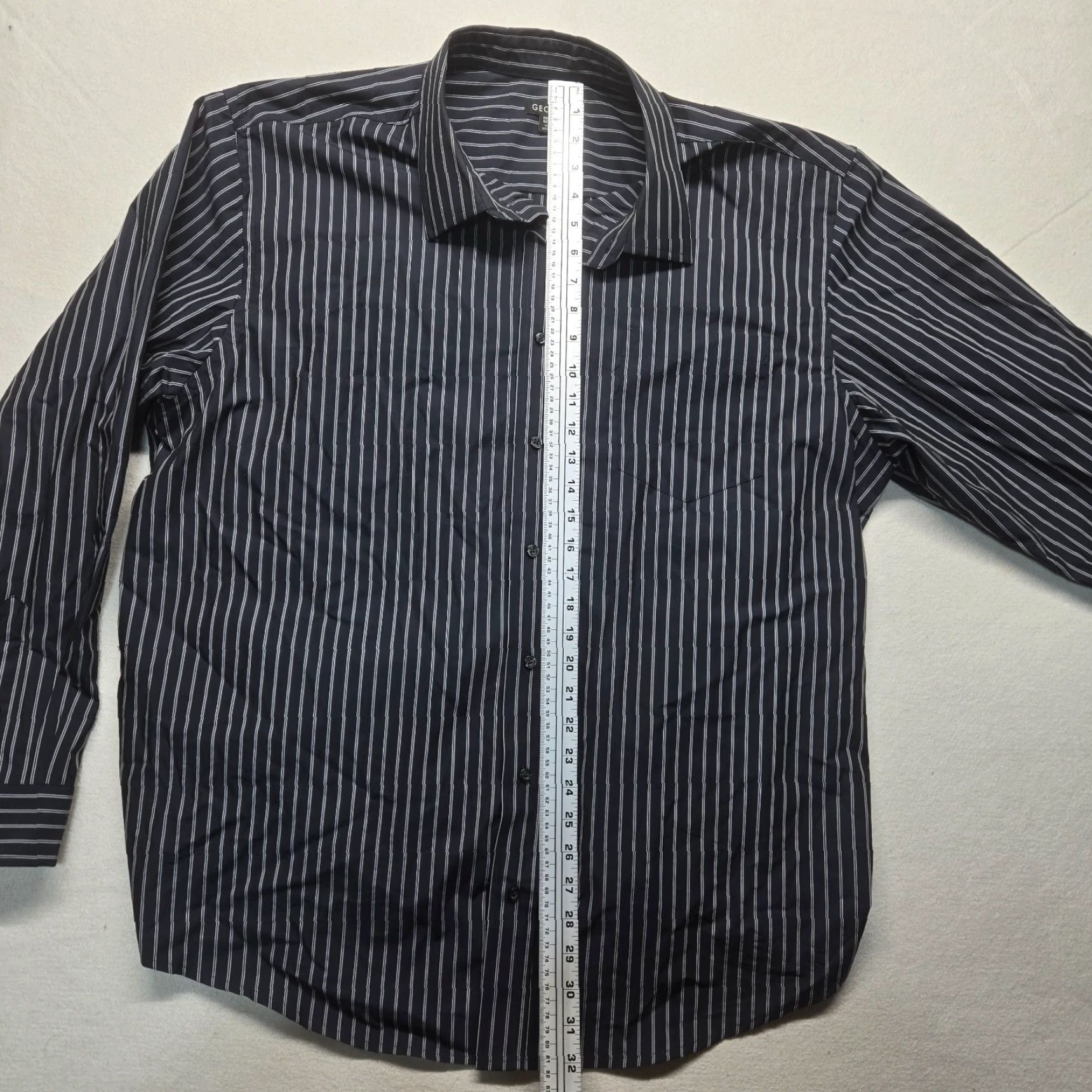 George George Shirt Adult 2XL Black Plaid Button-Up Long Sleeve Cotton Blend Mens Size US XXL / EU 58 / 5 - 6 Thumbnail