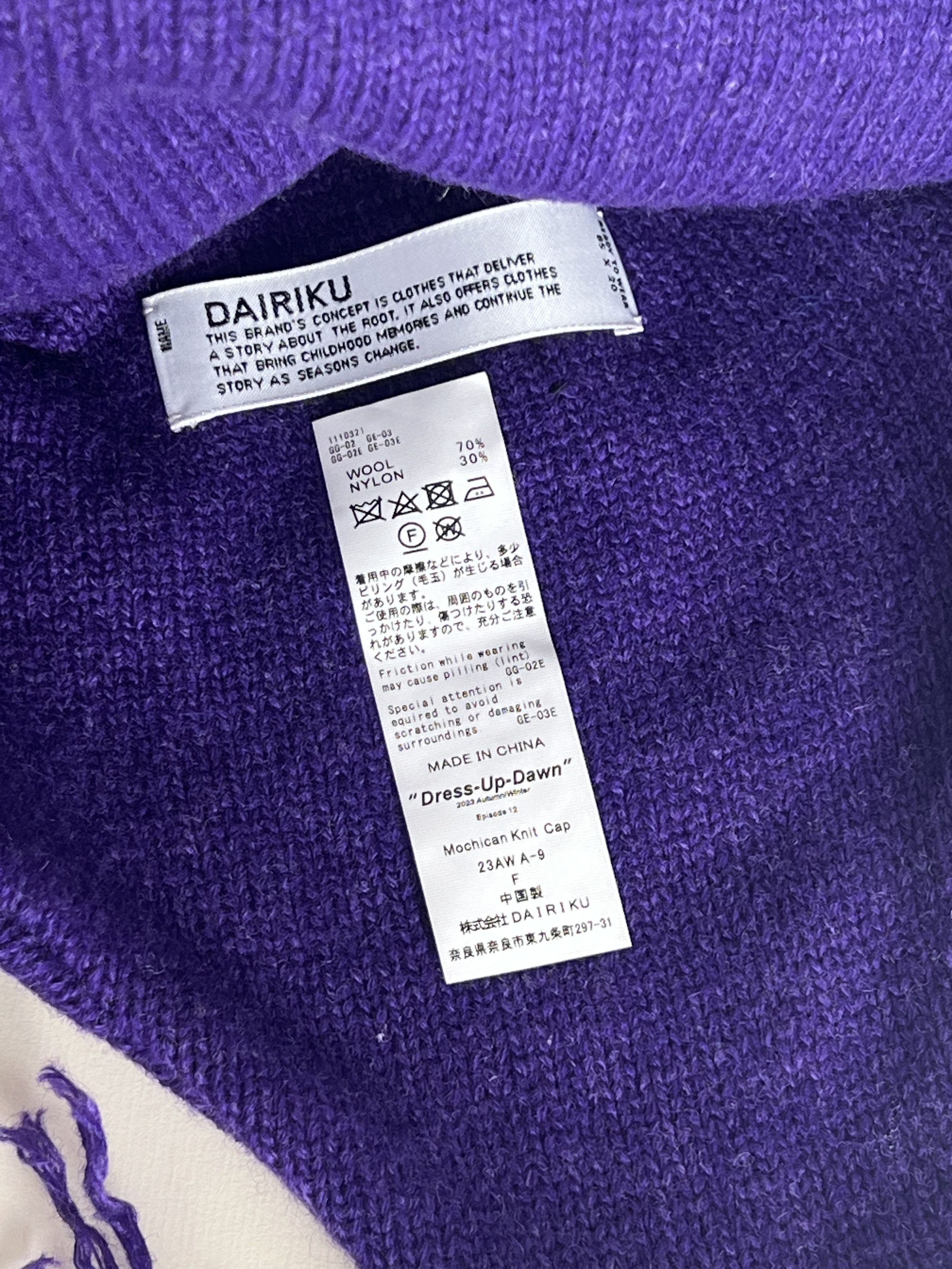 Brand New DAIRIKU Mochican Knit Cap Purple
