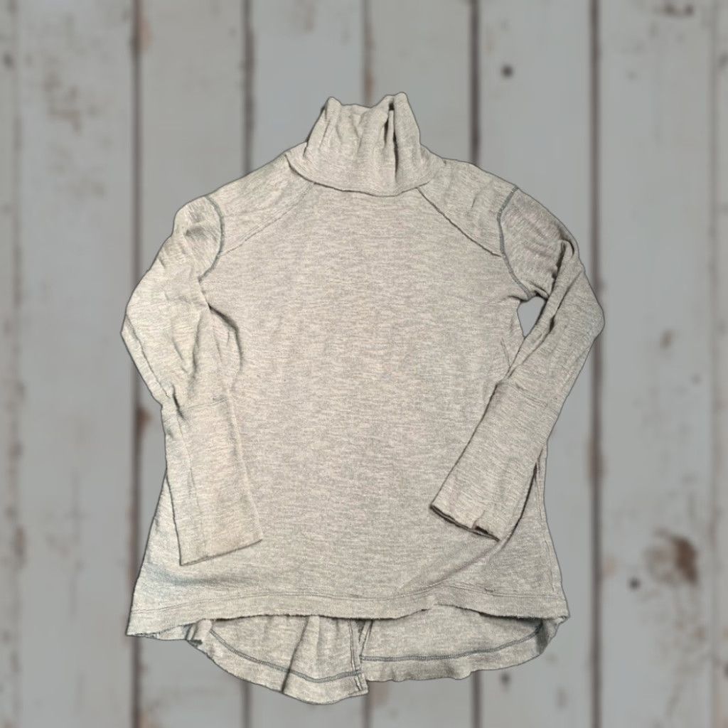 Free People Free People Gray Turtleneck Long Sleeve Split Back Medium T-Shirt Womens M Size M / US 6-8 / IT 42-44 - 1 Thumbnail