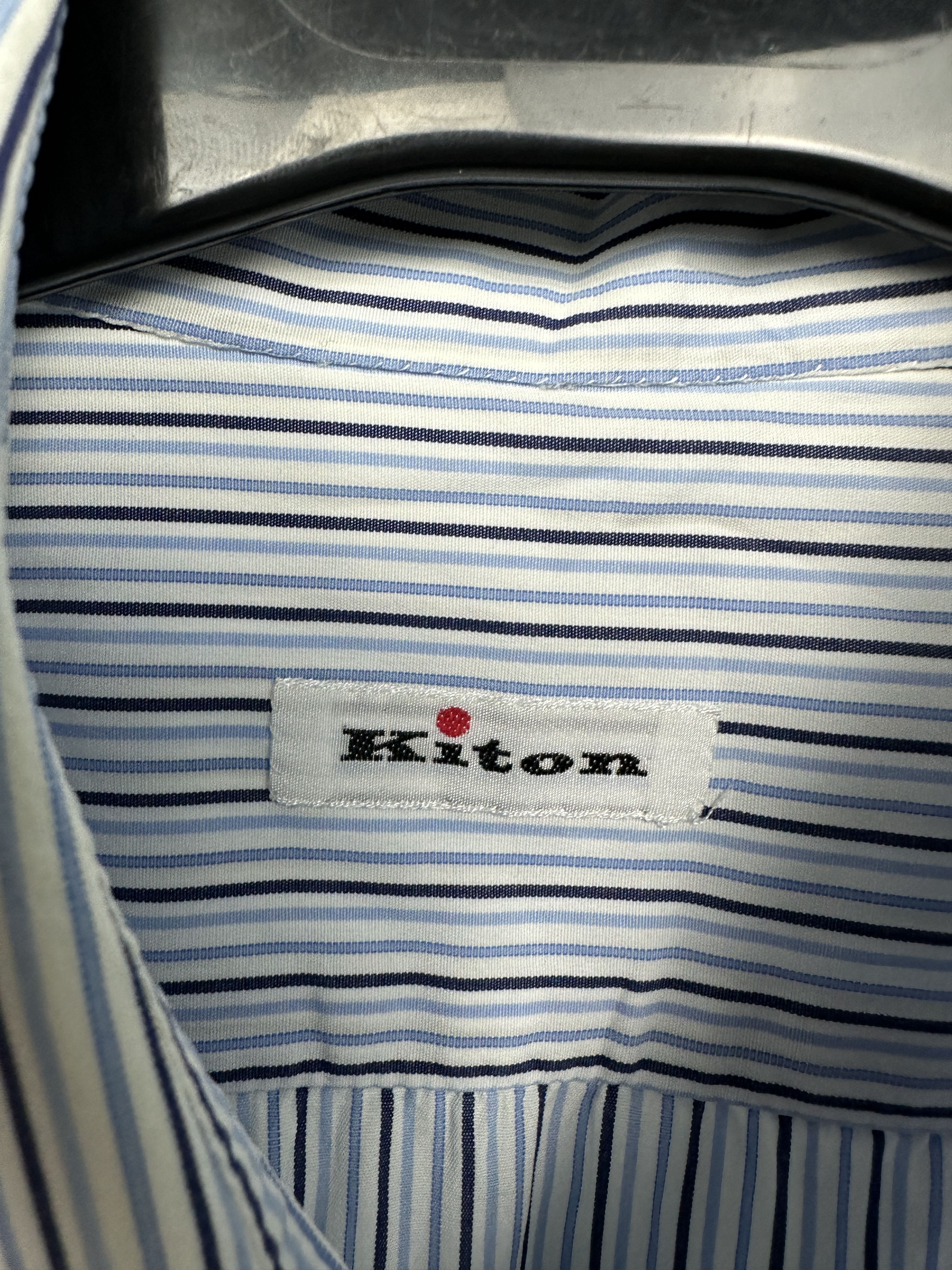 Kiton Kiton Mens Cotton Long Sleeve Striped Shirt Size US L / EU 52-54 / 3 - 3 Thumbnail