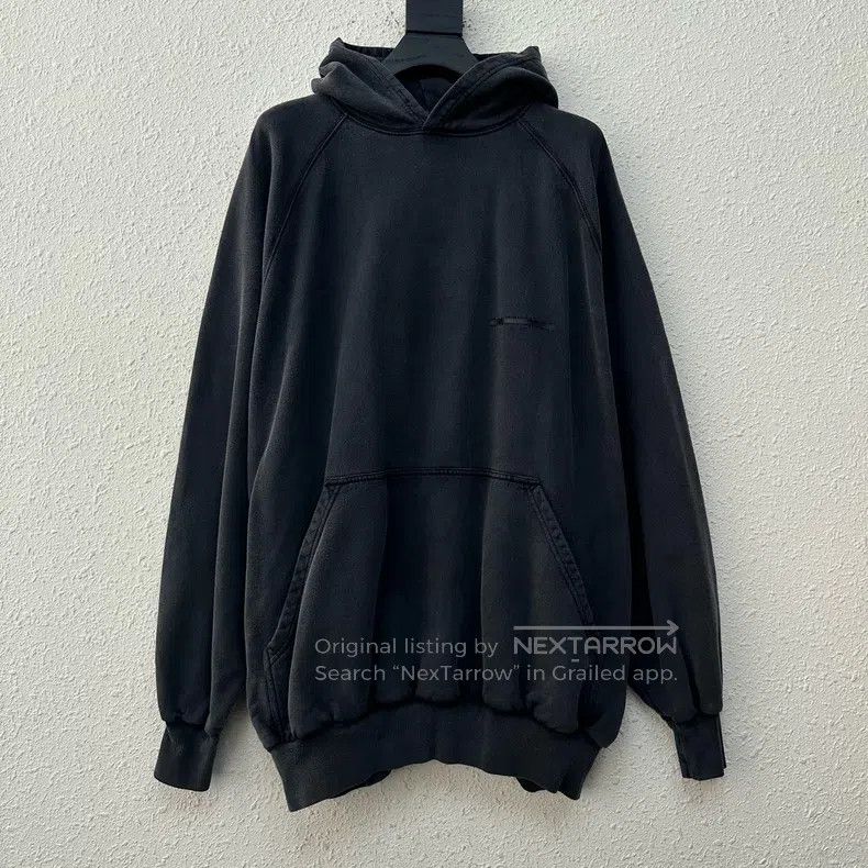 Balenciaga Balenciaga Scratch Tape Logo Washed Grey Hoodie Size US S / EU 44-46 / 1 - 1 Thumbnail