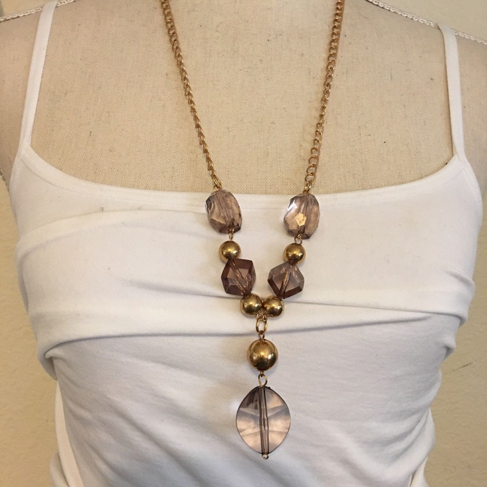 Vintage Vintage 80s faceted bead gold tone chain necklace Size ONE SIZE - 2 Thumbnail