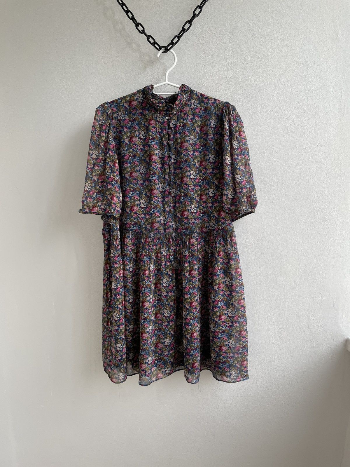 Designer × Sezane SÉZANE Holy Dress Floral Flower Midi Mini Dress Size XS / US 0-2 / IT 36-38 - 2 Thumbnail