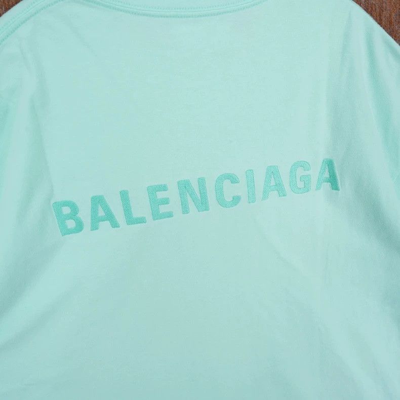 Balenciaga Balenciaga Mint Green Embroidered Logo Short Sleeve T-Shir Size US M / EU 48-50 / 2 - 5 Thumbnail