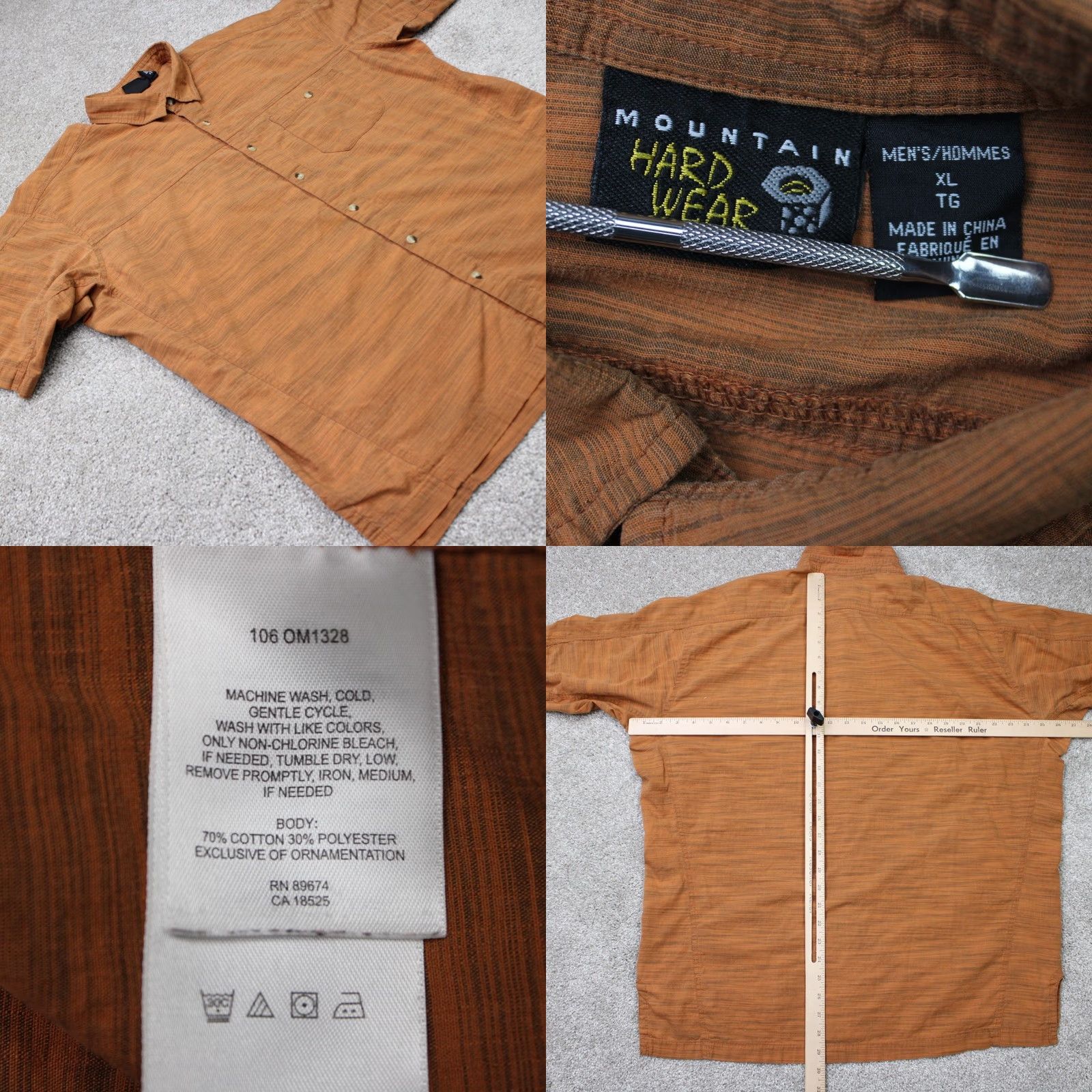 Mountain Hardwear Mountain Hardwear Shirt Mens XL Orange Cotton/Polyester Short Sleeve Button Up Size US XL / EU 56 / 4 - 8 Thumbnail