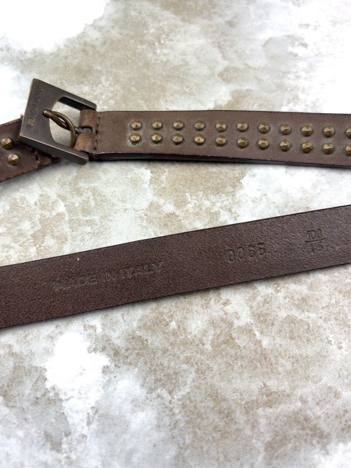 Dior × Hedi Slimane AW05 Dior Homme Hedi Slimane Studded Thin Leather Belt Size 36 - 3 Thumbnail